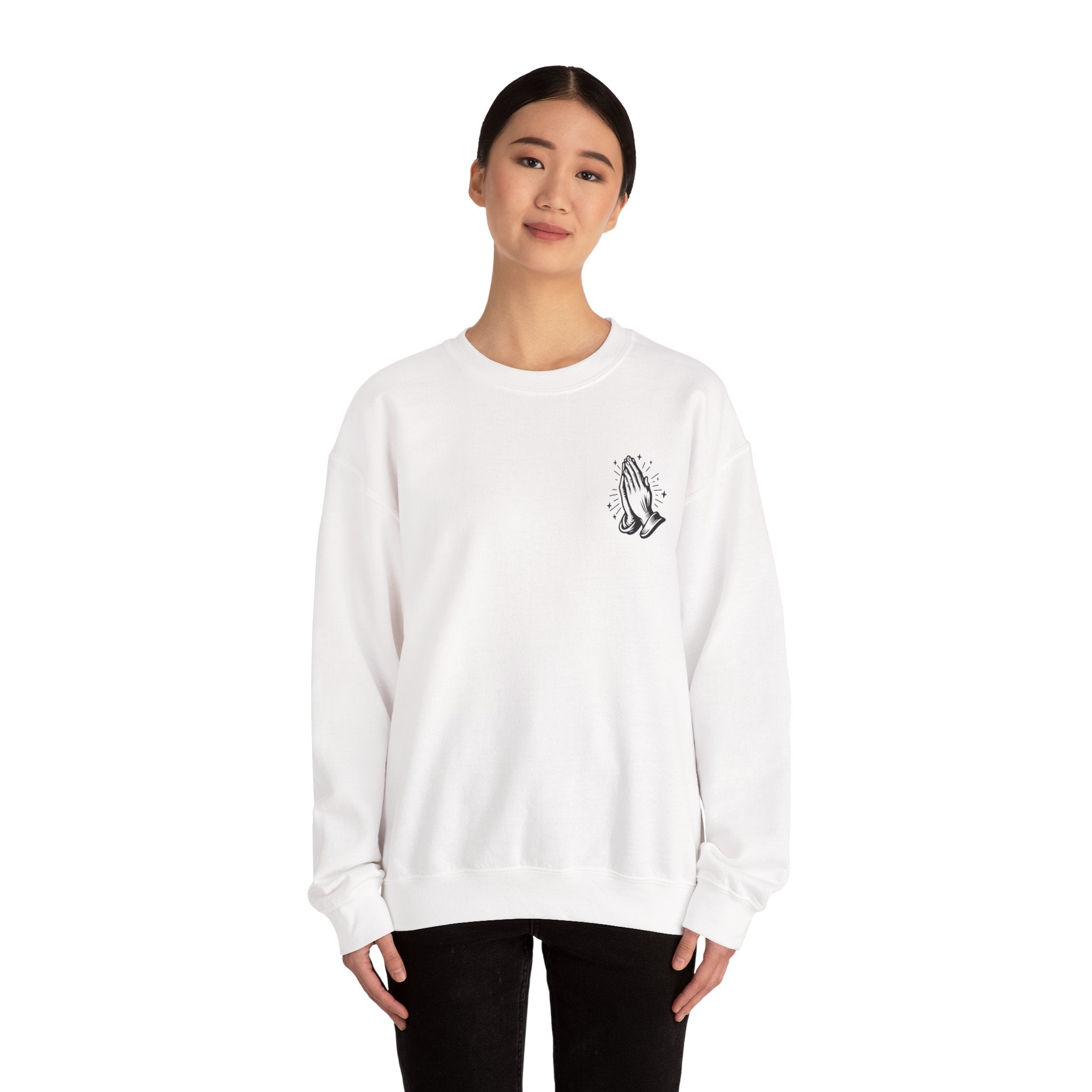 Virgin Mary Prayer Crewneck Sweatshirt — Religious Graphic Sweater