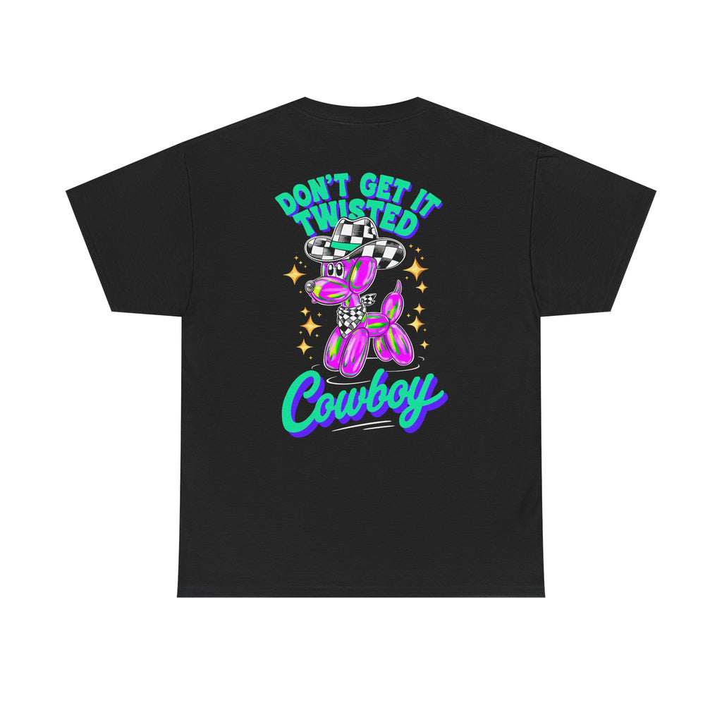 Balloon Dog Tee — Checkered Cowboy Hat Graphic T-Shirt