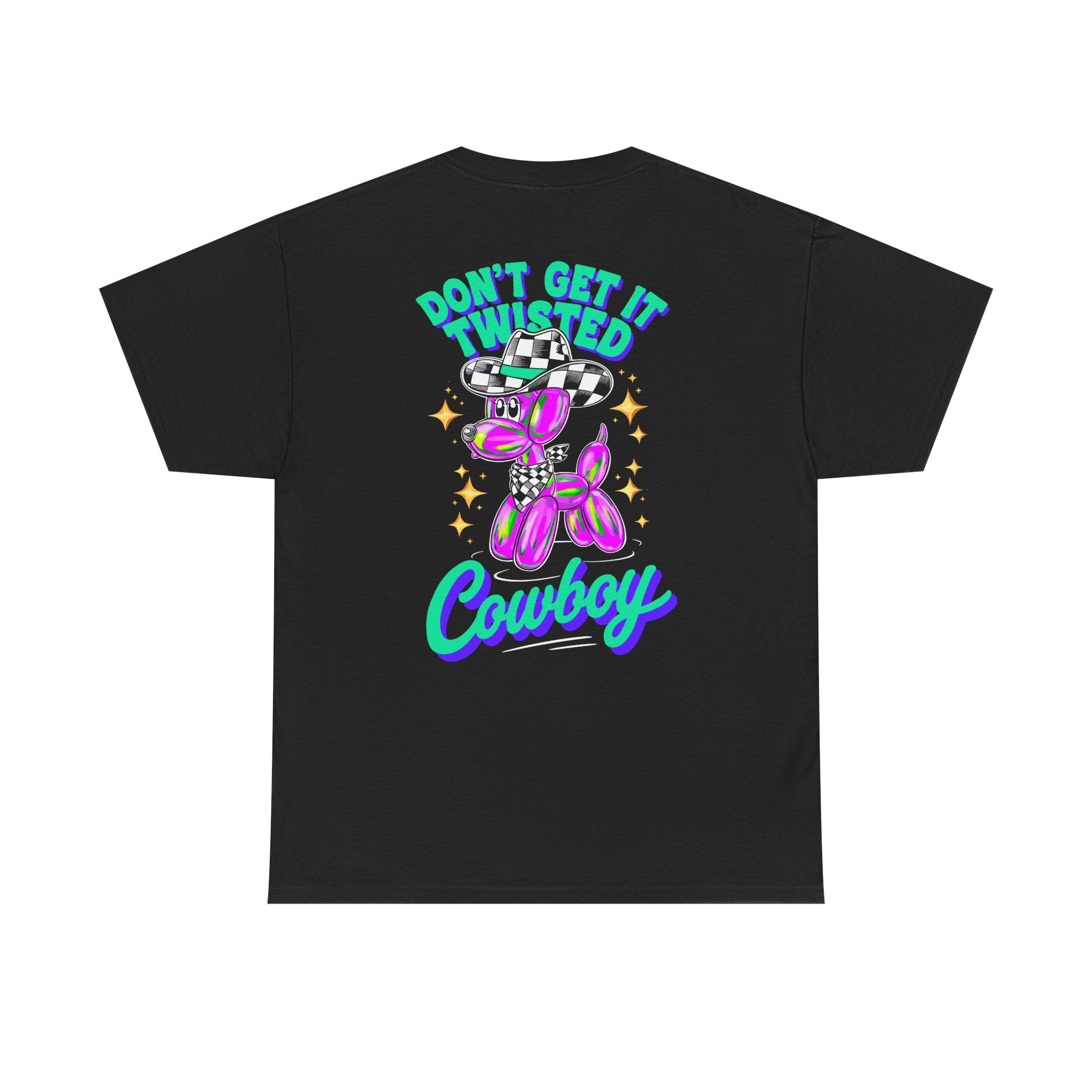 Balloon Dog Tee — Checkered Cowboy Hat Graphic T-Shirt