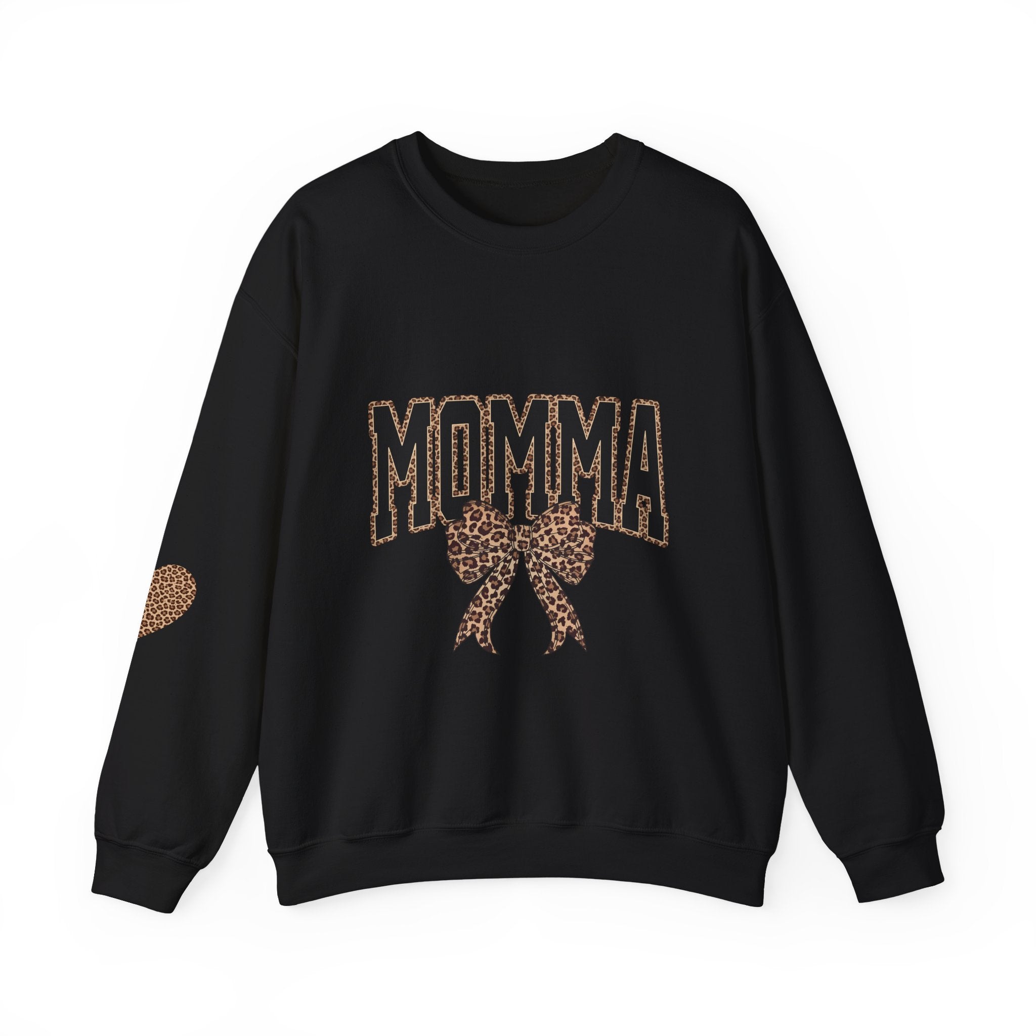 Momma Leopard Bow Crewneck Sweatshirt