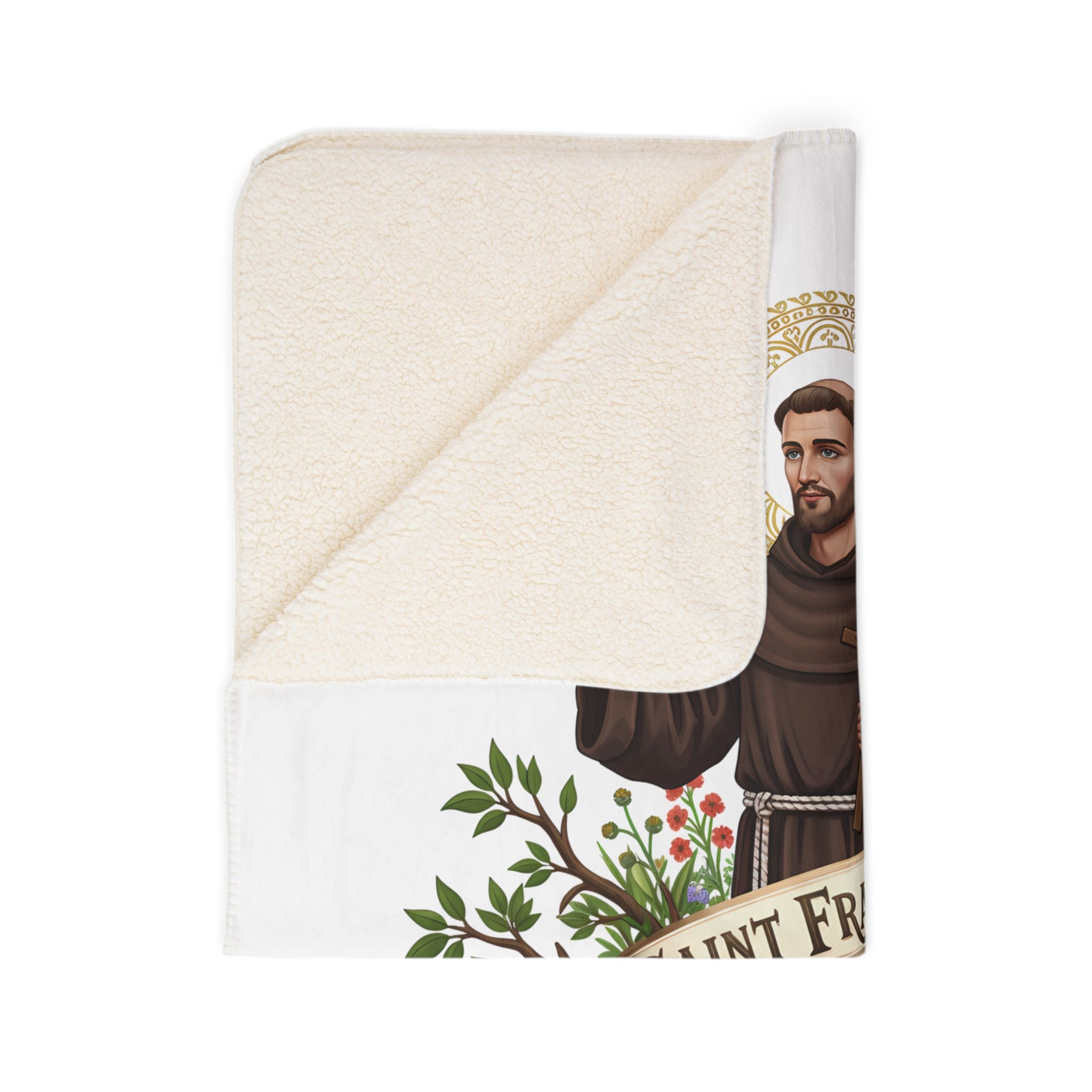 Saint Francis Fleece Sherpa Blanket