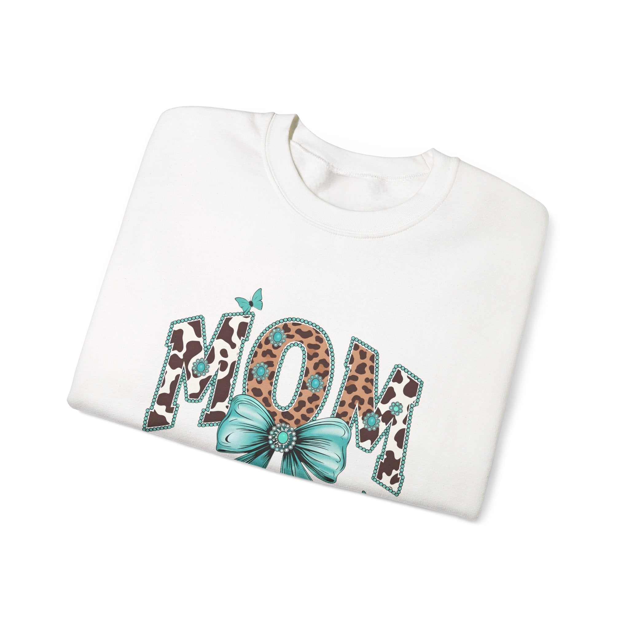 Mom Teal Bow Sweatshirt