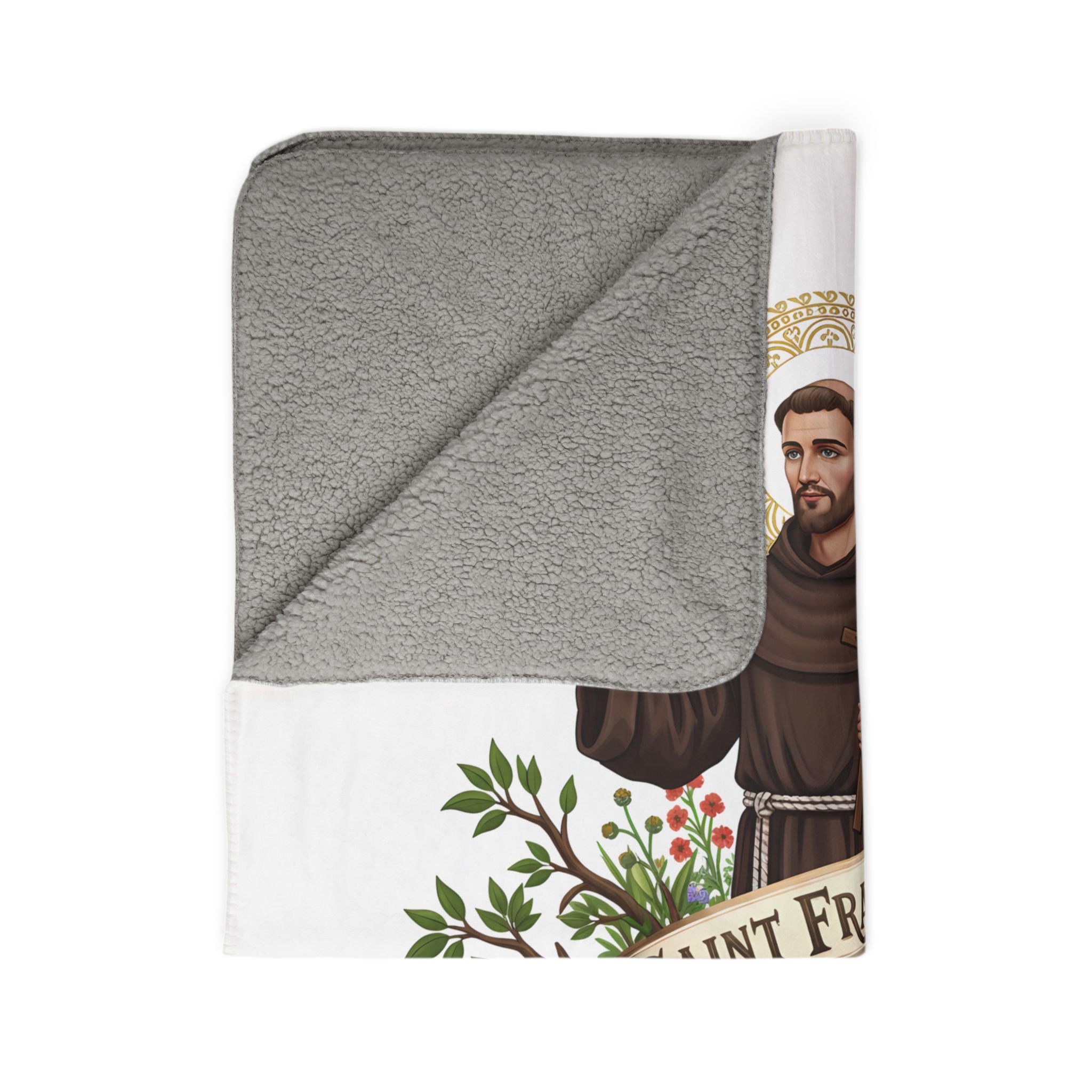 Saint Francis Fleece Sherpa Blanket