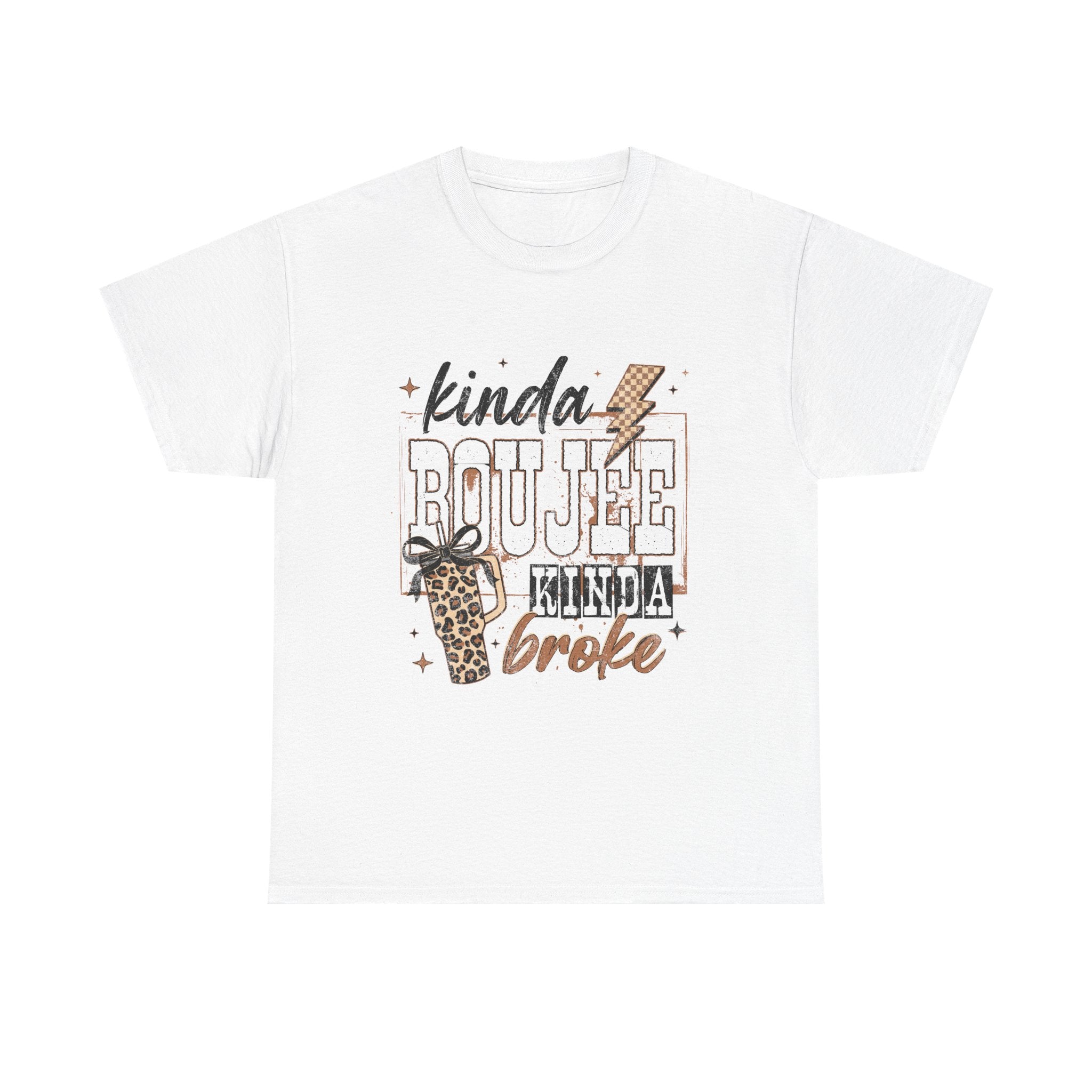 Kinda Boujee Kinda Broke T-Shirt — Funny Leopard Coffee Graphic Tee