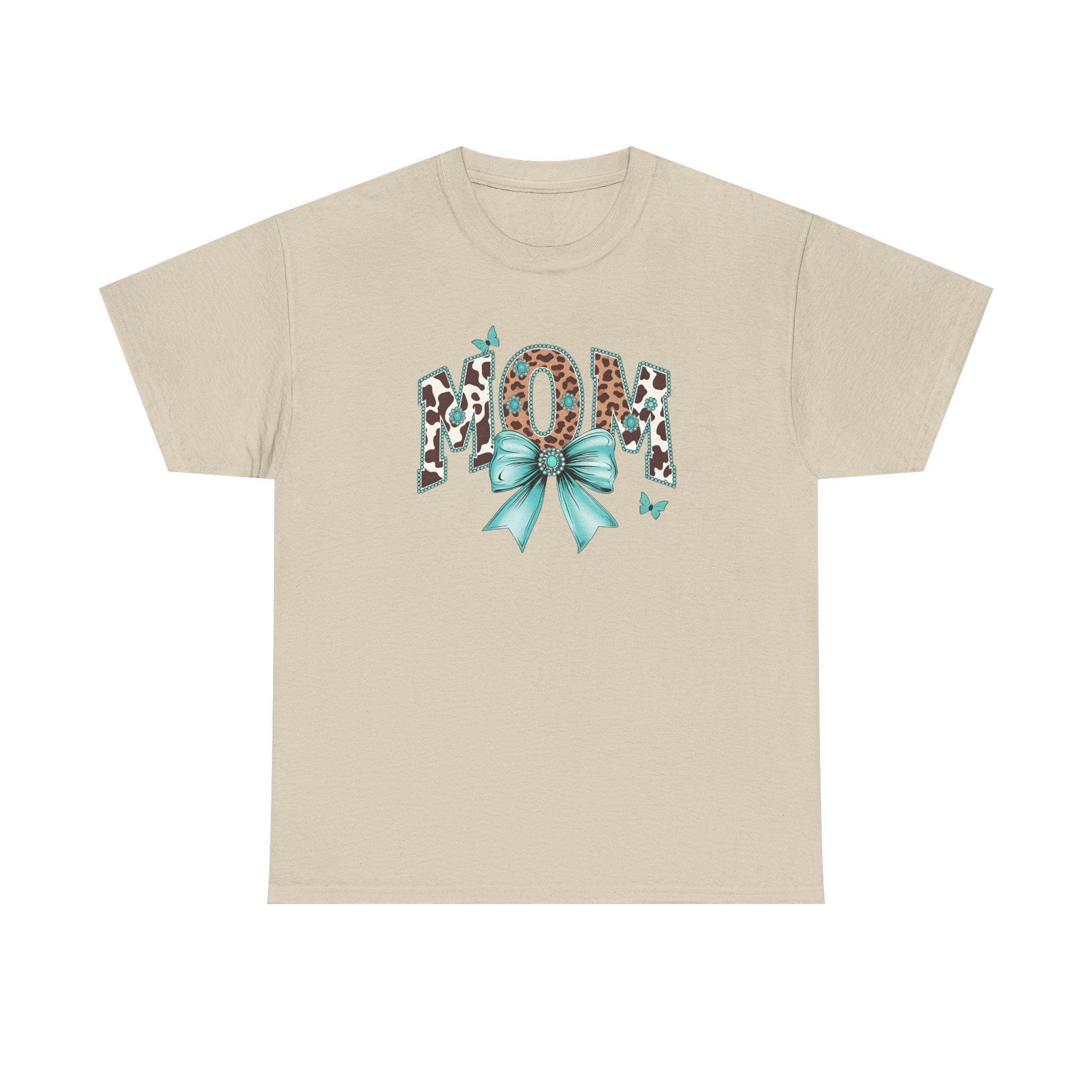 Mom Teal Bow Tee