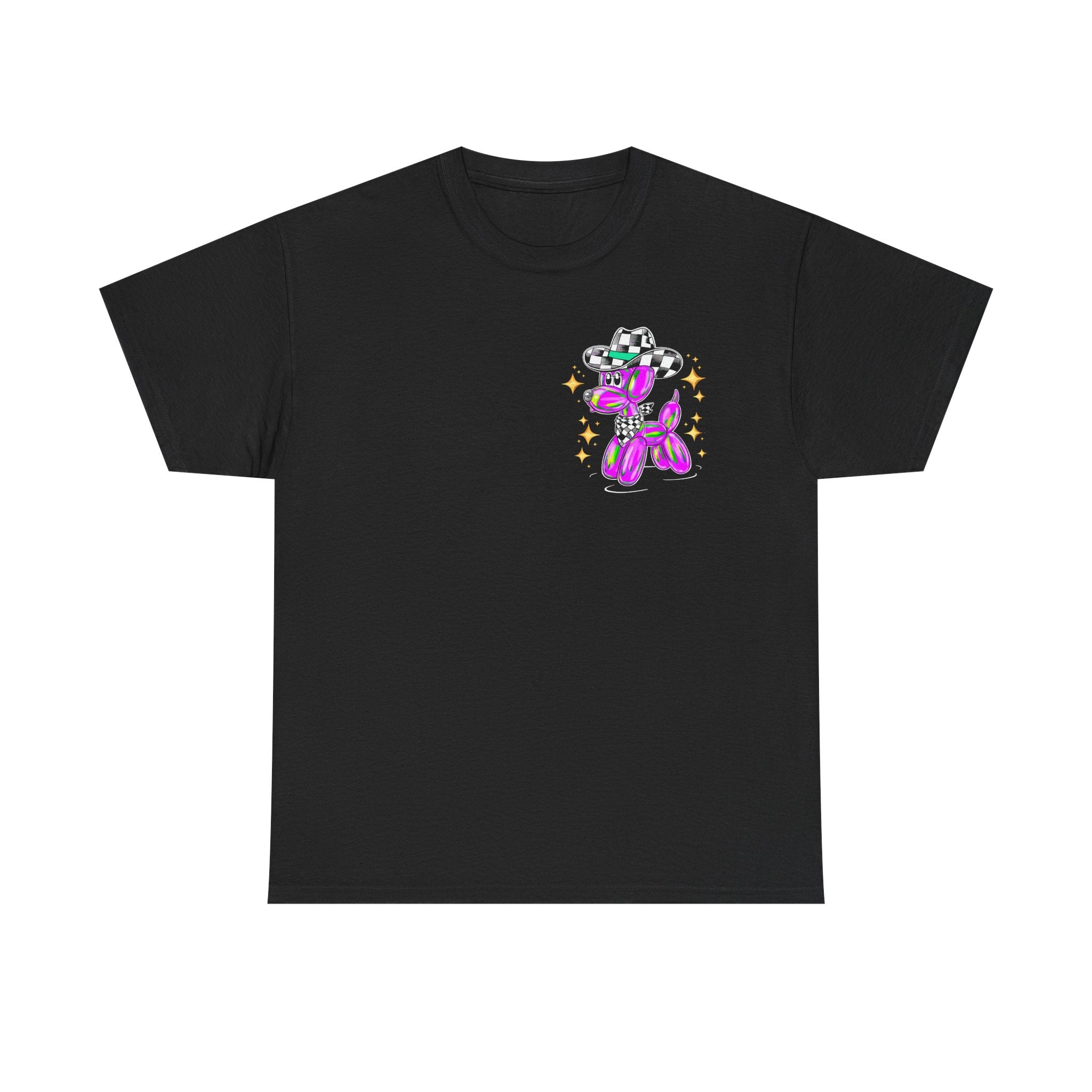 Balloon Dog Tee — Checkered Cowboy Hat Graphic T-Shirt
