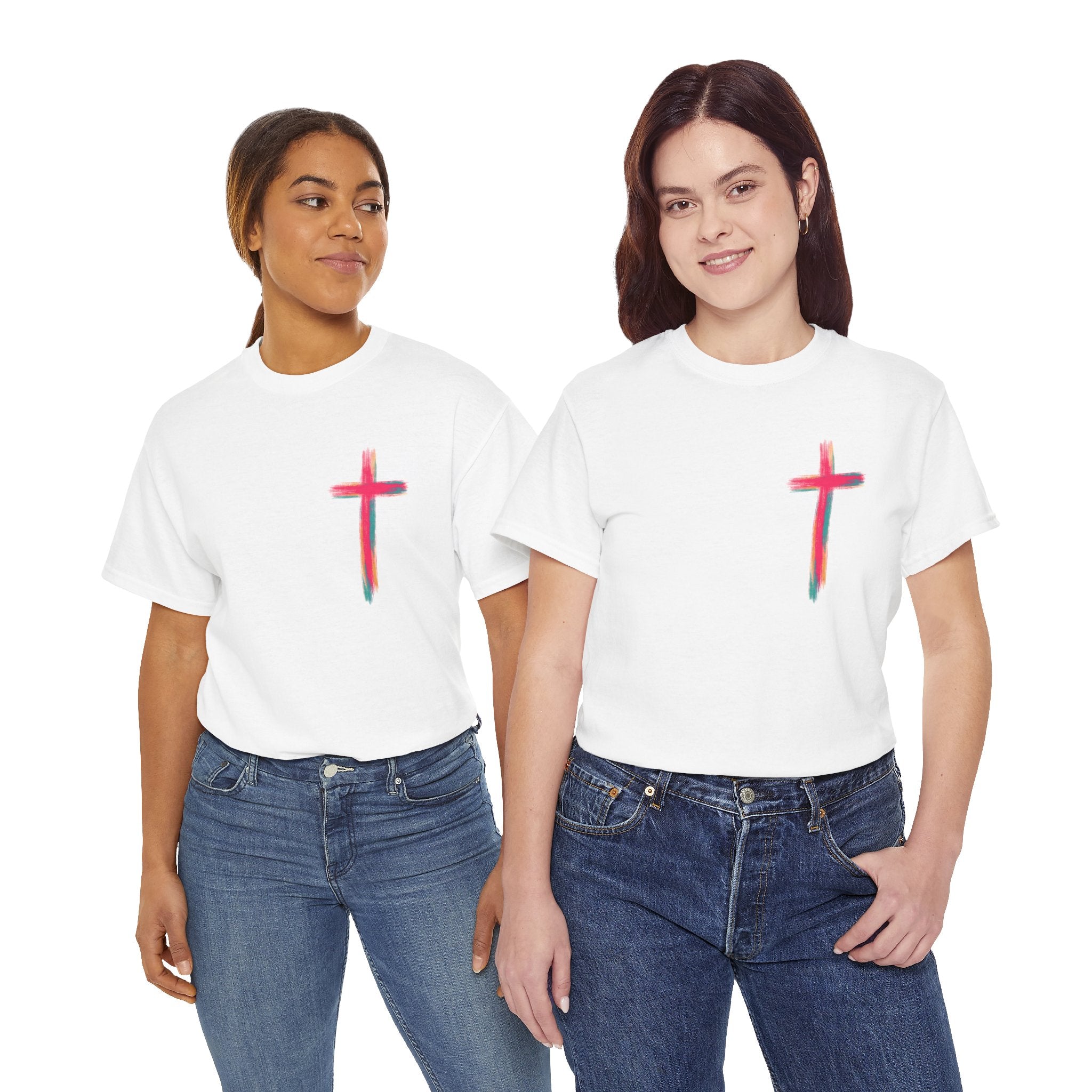 Jesus Cross Tee — Colorful Brushstroke Christian T‑Shirt
