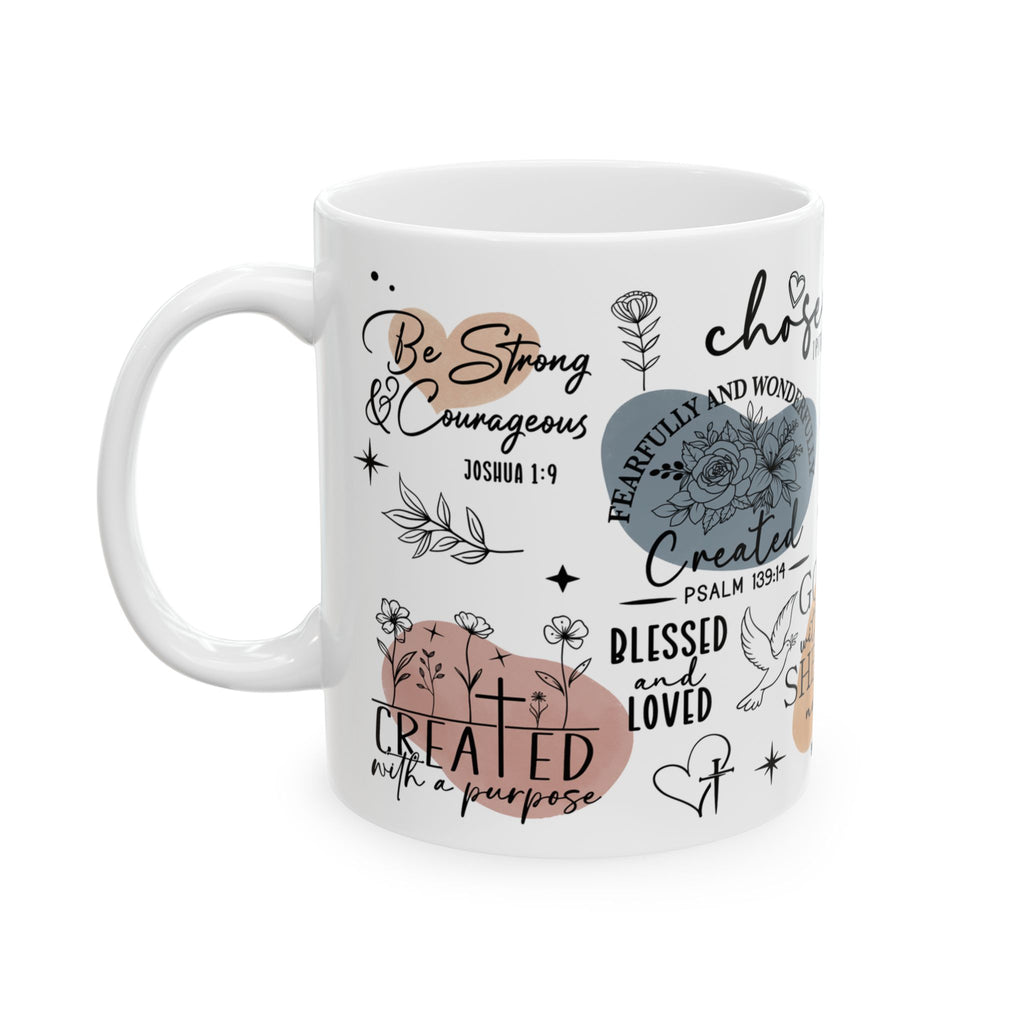 Faith Quotes Ceramic Mug — Inspirational Christian Scripture Coffee Cup (11oz/15oz)