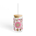Cafecito y Chisme 16oz Sipper Glass – Pink Coffee & Pastry Straw Tumbler
