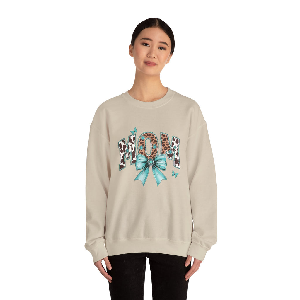 Mom Teal Bow Sweatshirt