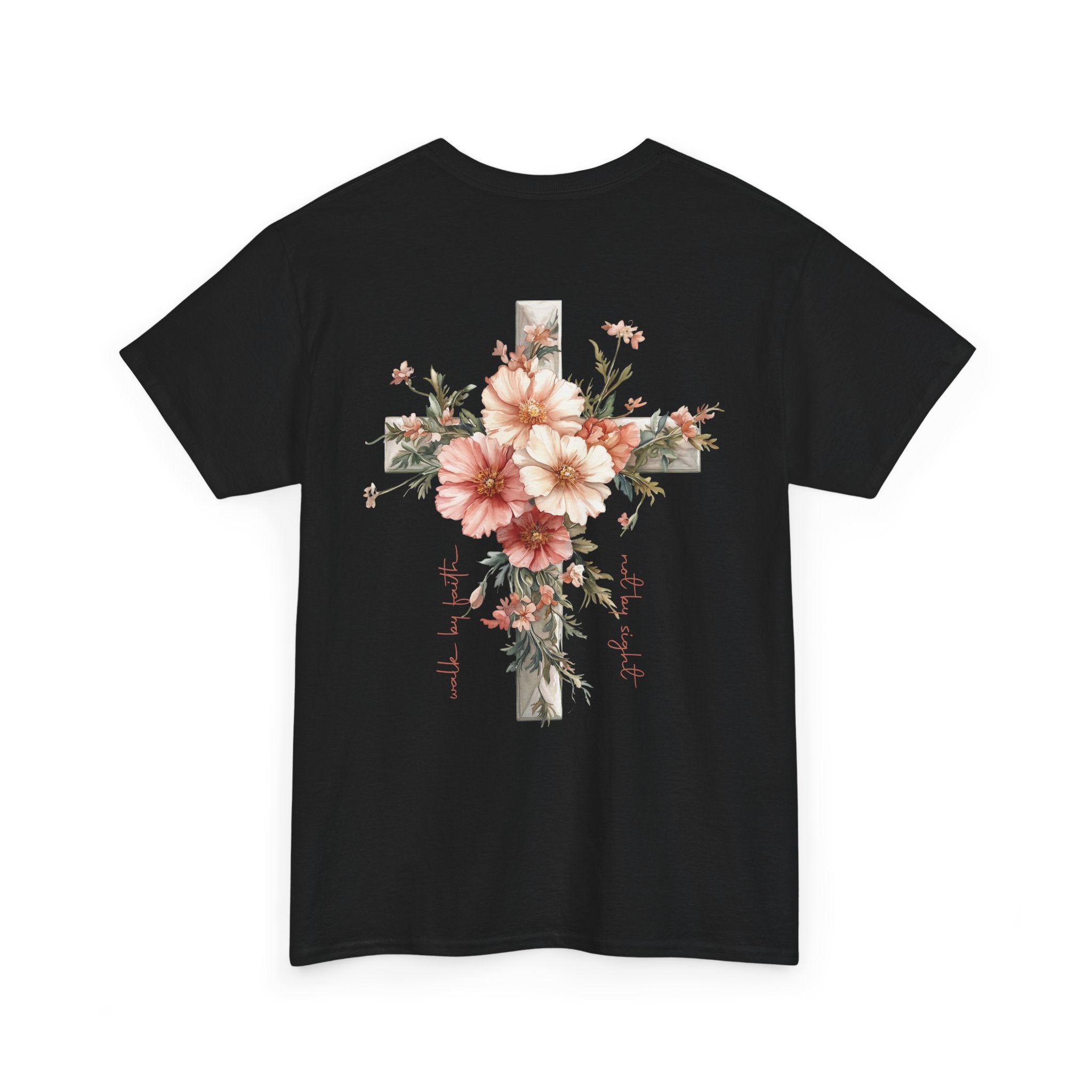 Christian T-Shirt - "Jesus Is the Light" Floral Cross Tee