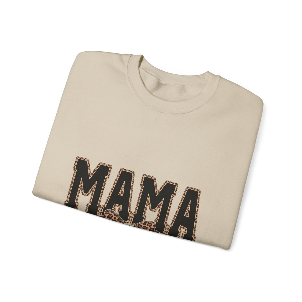 Mama Leopard Bow Crewneck Sweatshirt