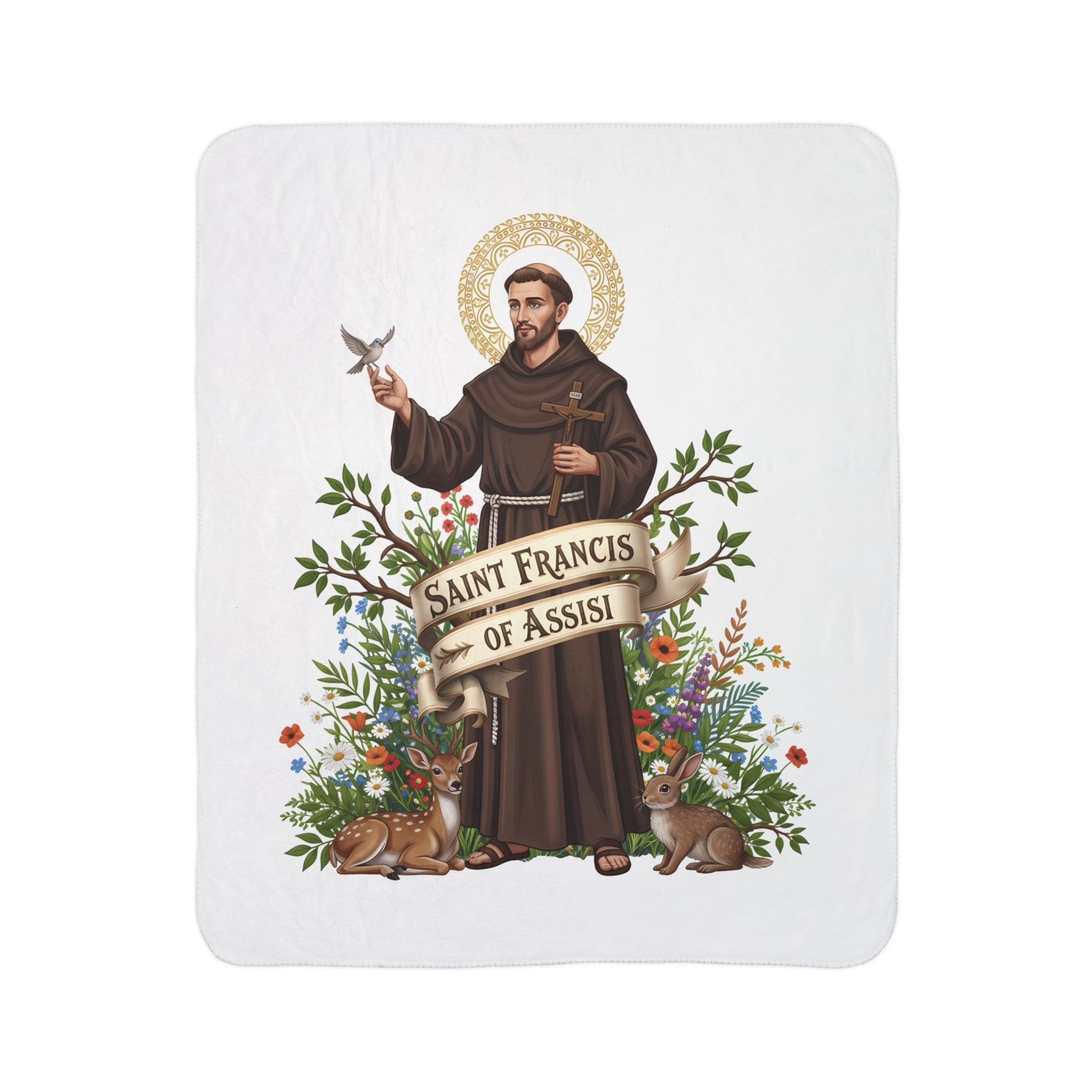 Saint Francis Fleece Sherpa Blanket