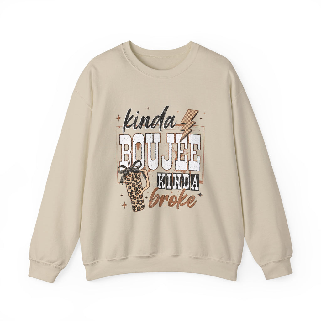 Kinda Boujee Kinda Broke-Leopard Graphic Crewneck