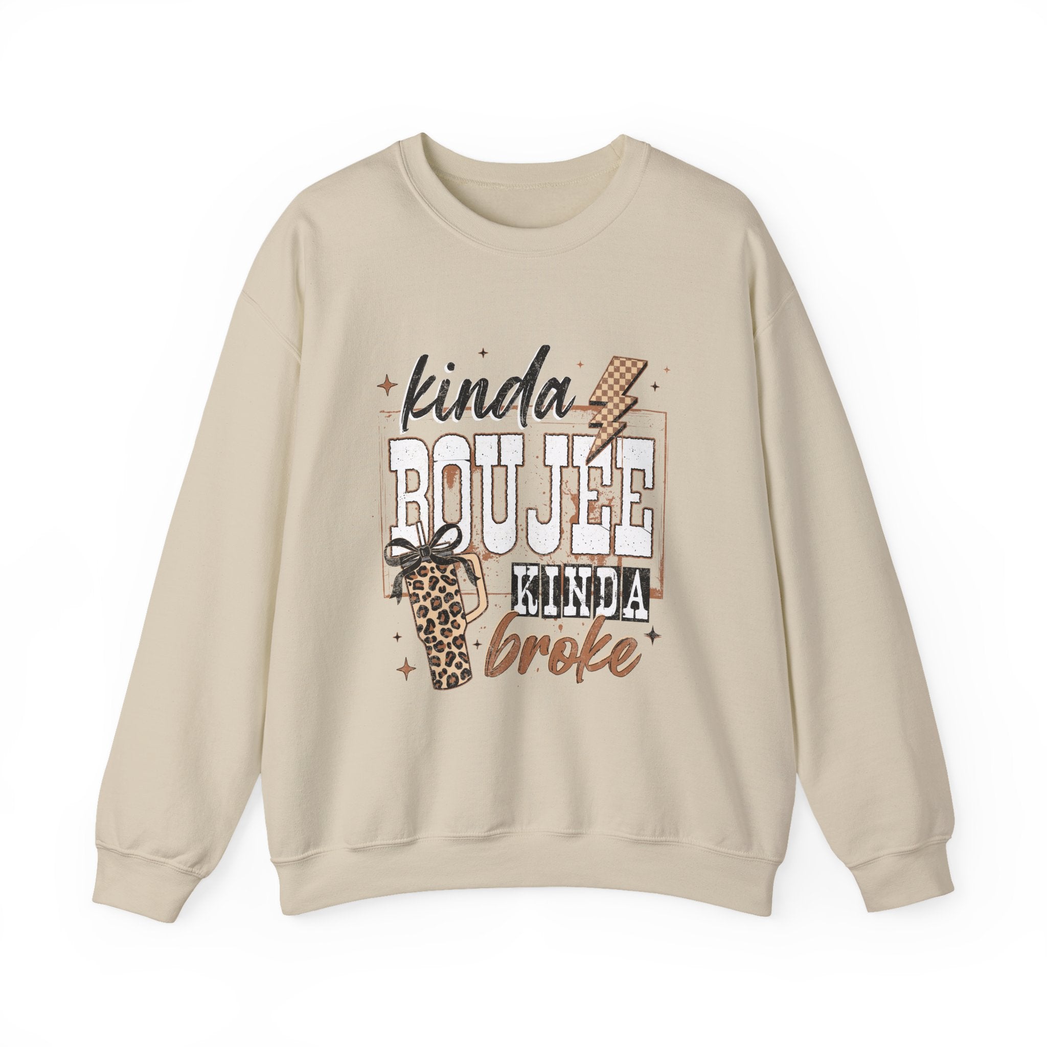 Kinda Boujee Kinda Broke-Leopard Graphic Crewneck