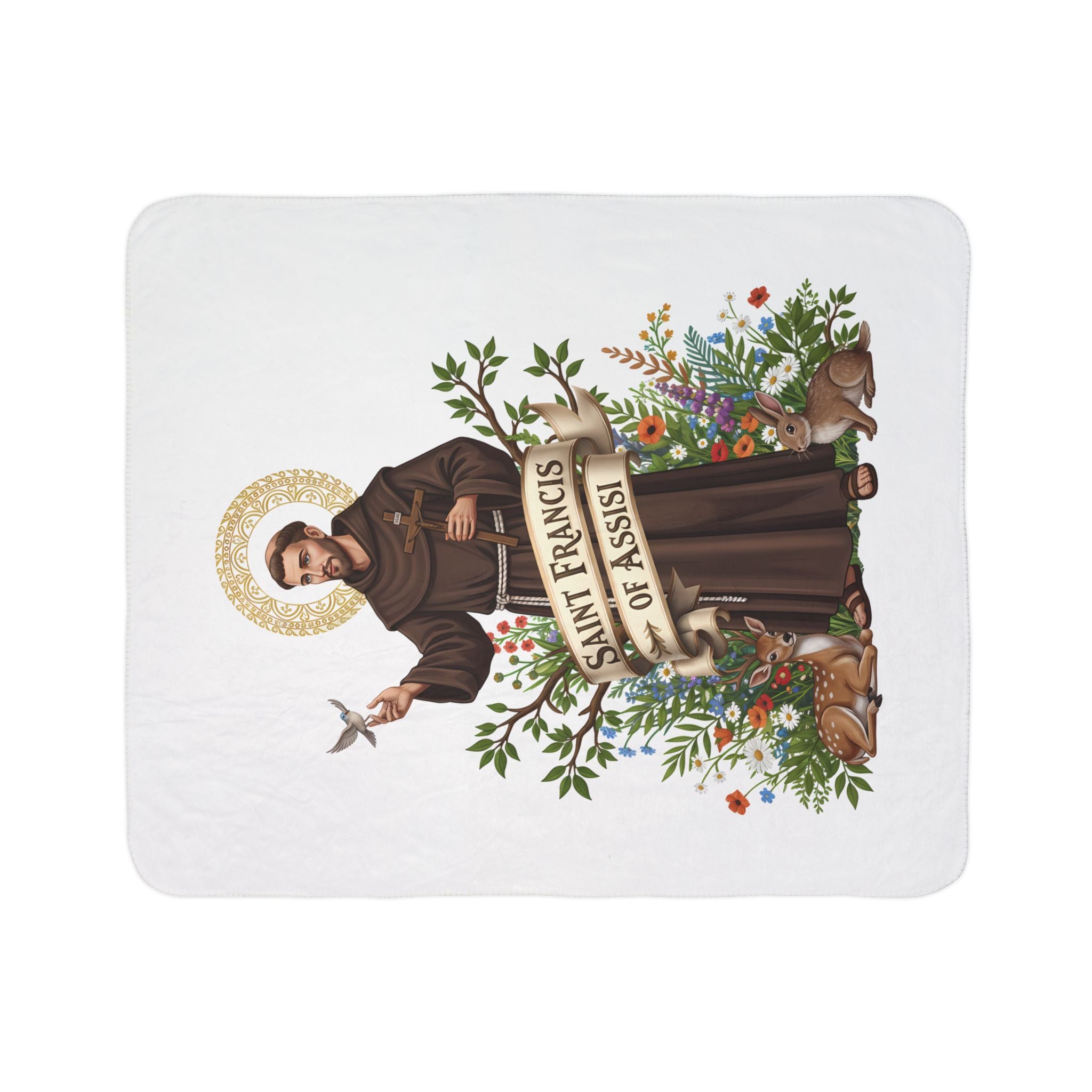 Saint Francis Fleece Sherpa Blanket