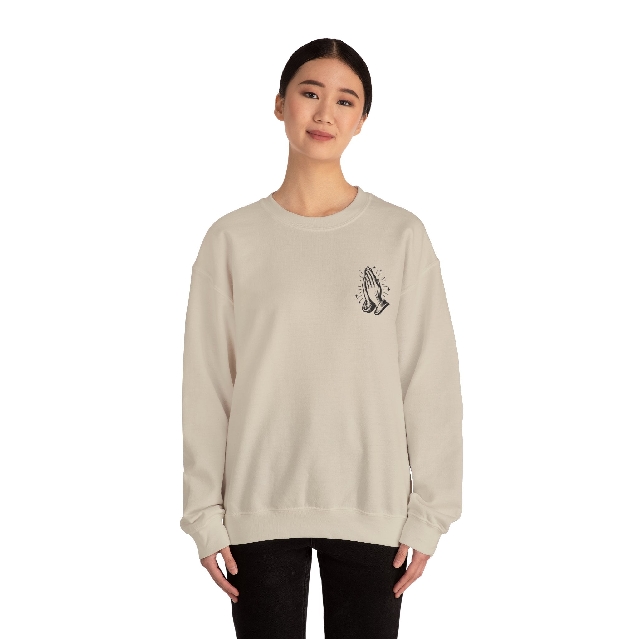 Virgin Mary Prayer Crewneck Sweatshirt — Religious Graphic Sweater