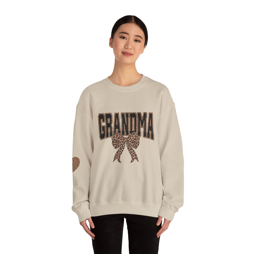 Grandma Leopard Bow Crewneck Sweatshirt