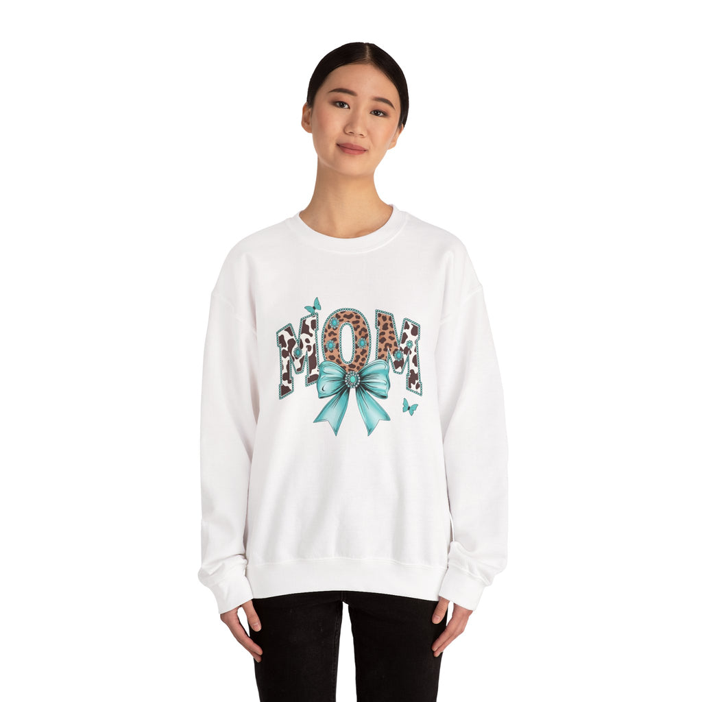 Mom Teal Bow Sweatshirt