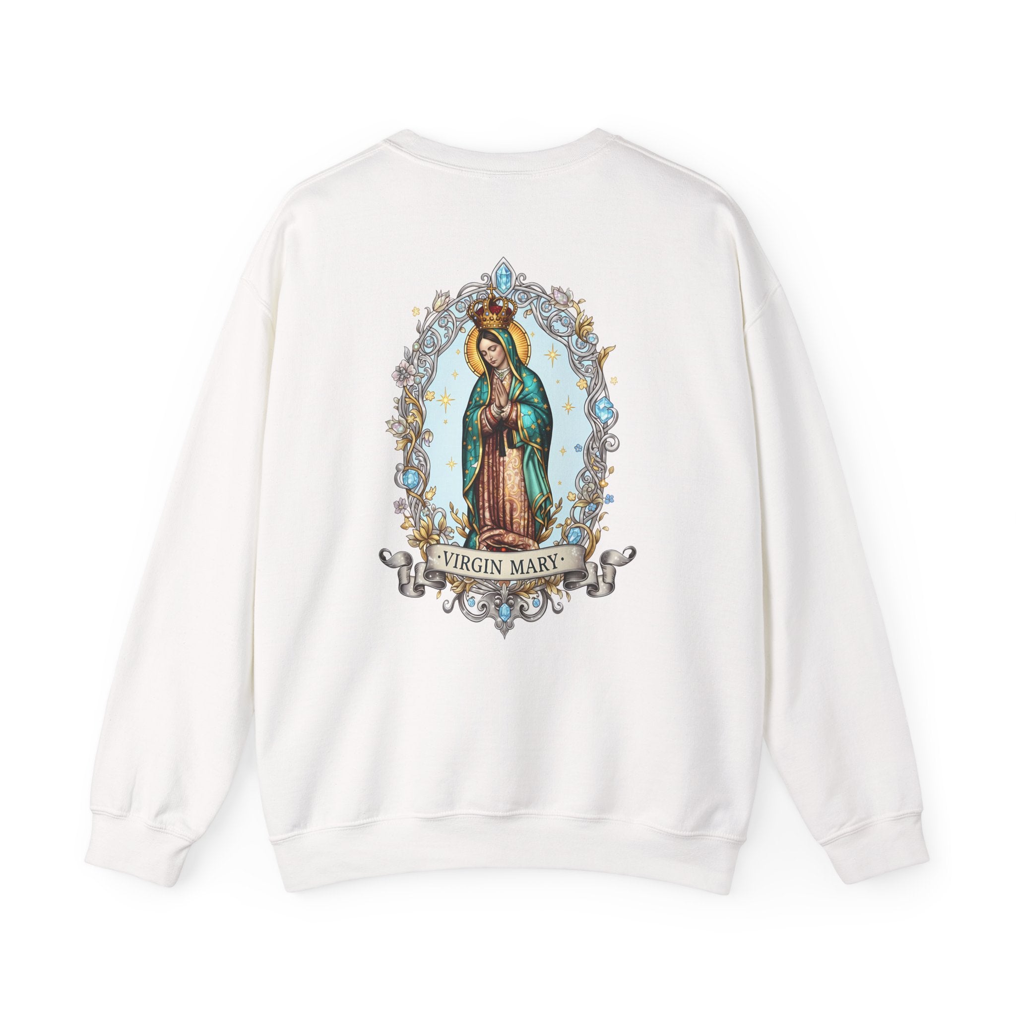 Virgin Mary Prayer Crewneck Sweatshirt — Religious Graphic Sweater