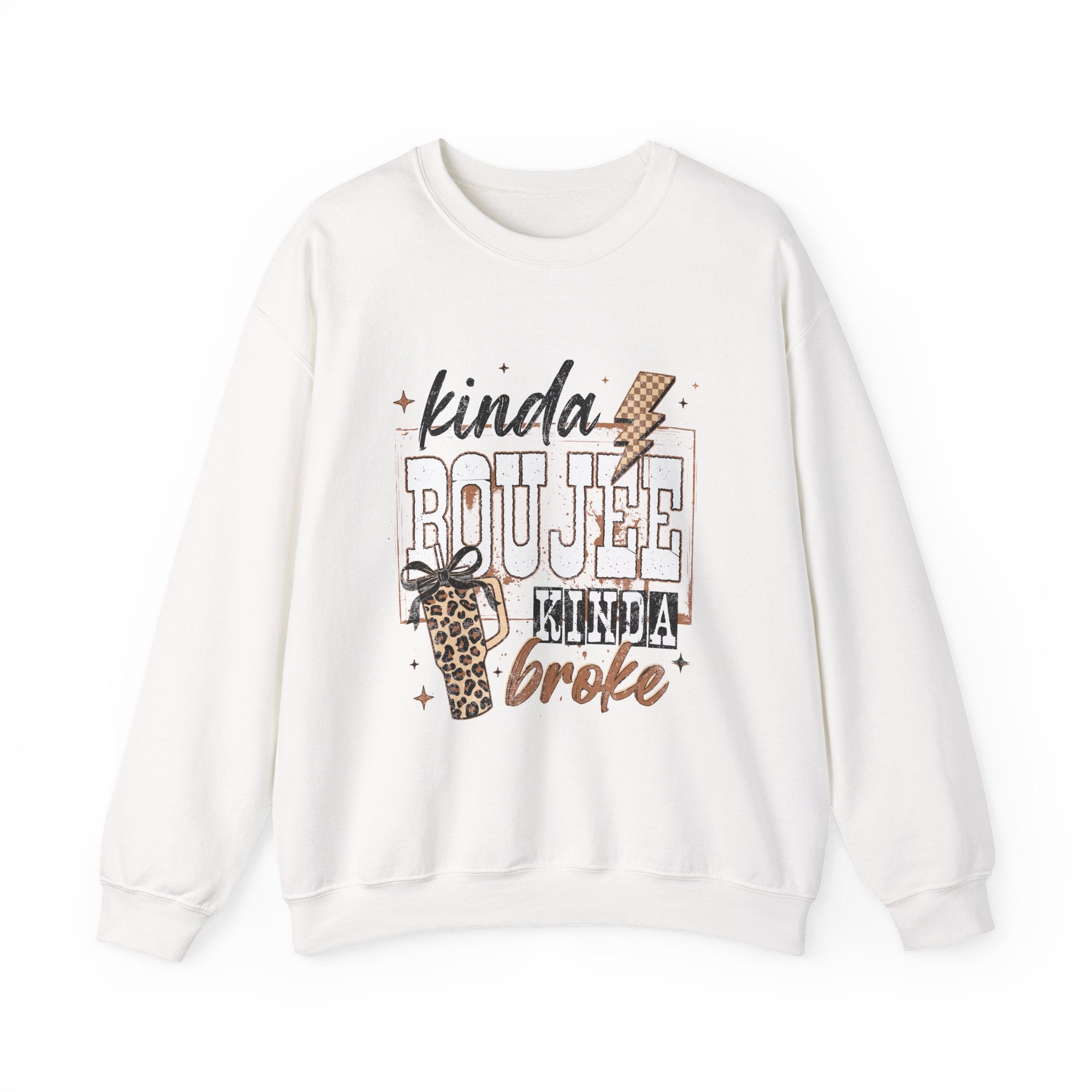 Kinda Boujee Kinda Broke-Leopard Graphic Crewneck