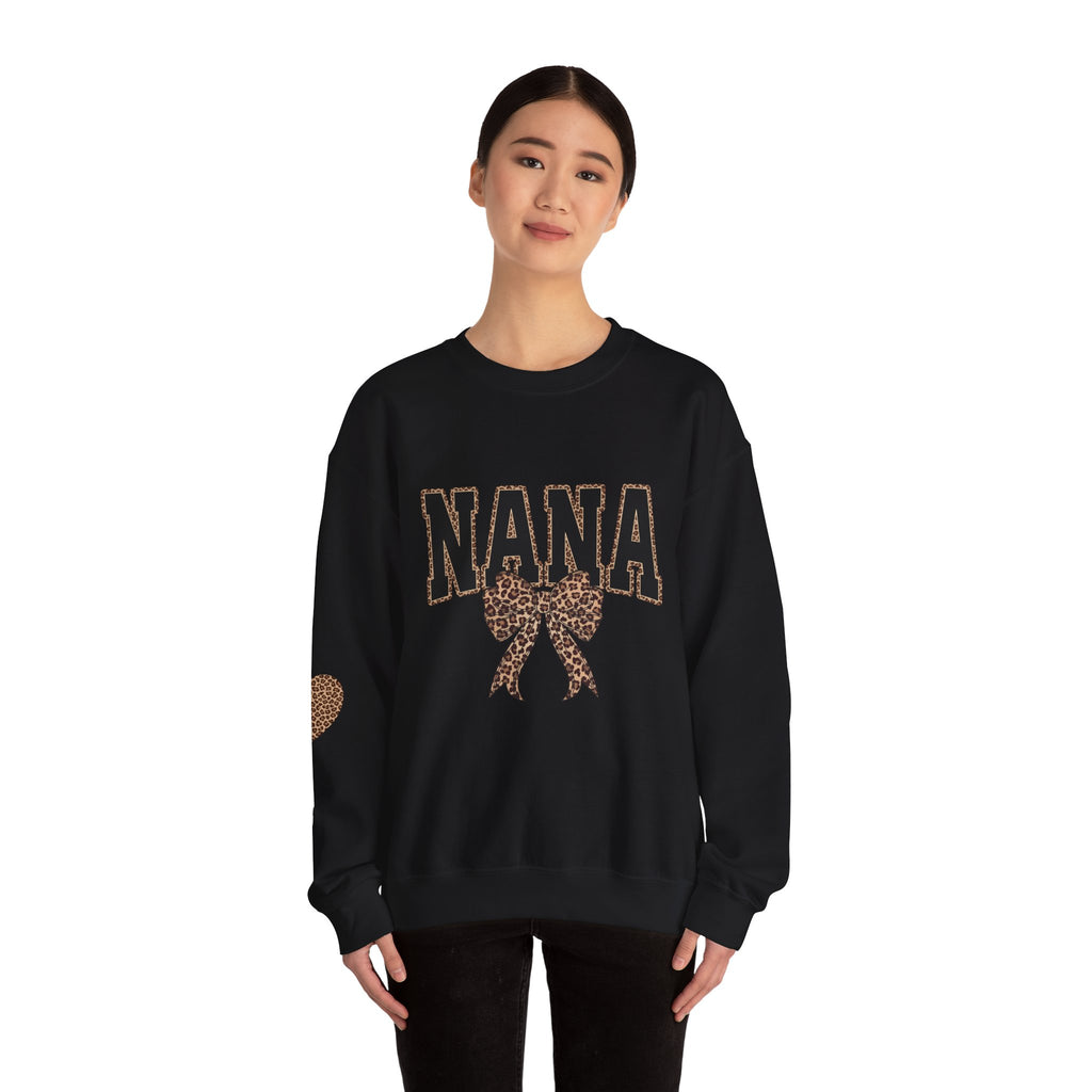 Nana Leopard Bow Crewneck Sweatshirt