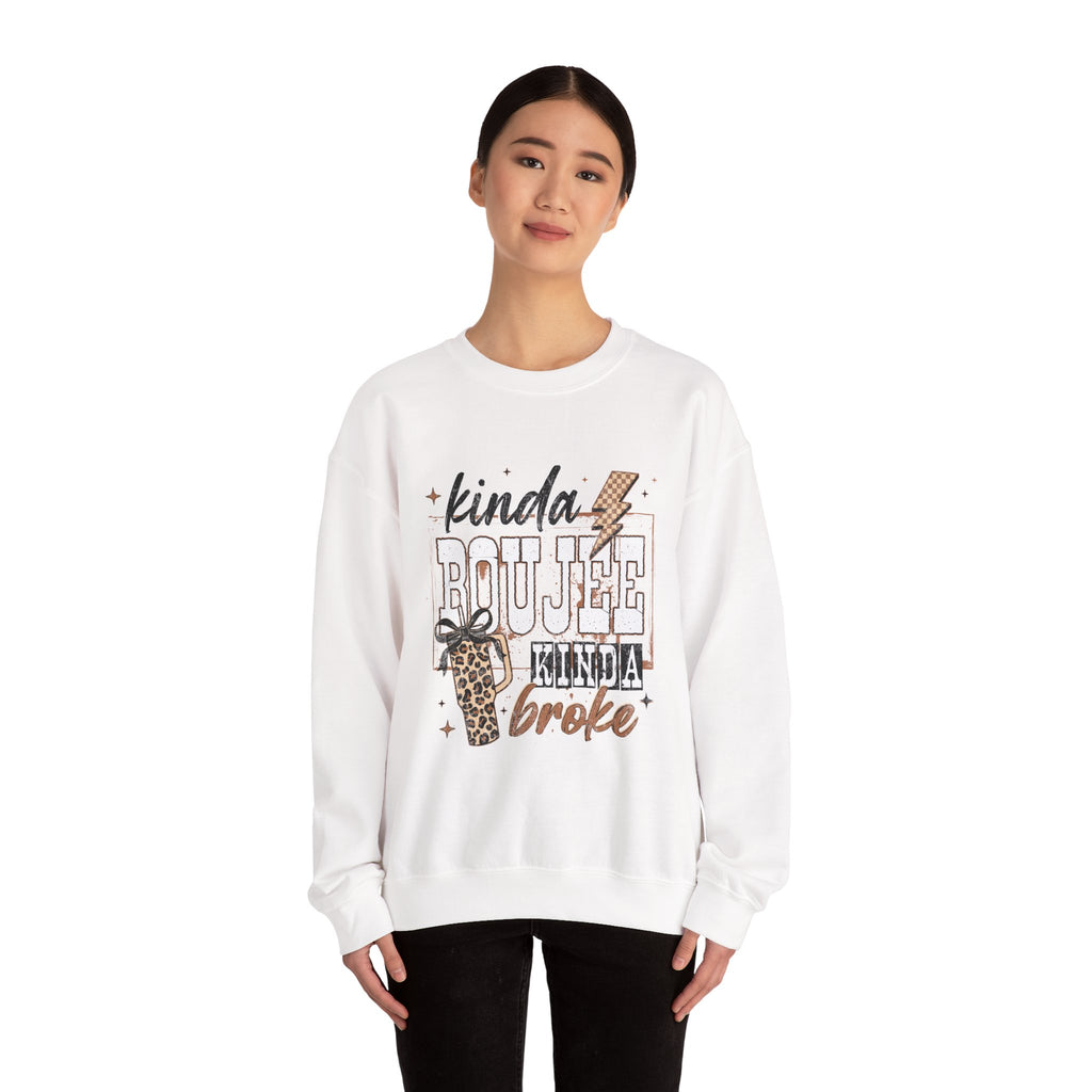 Kinda Boujee Kinda Broke-Leopard Graphic Crewneck