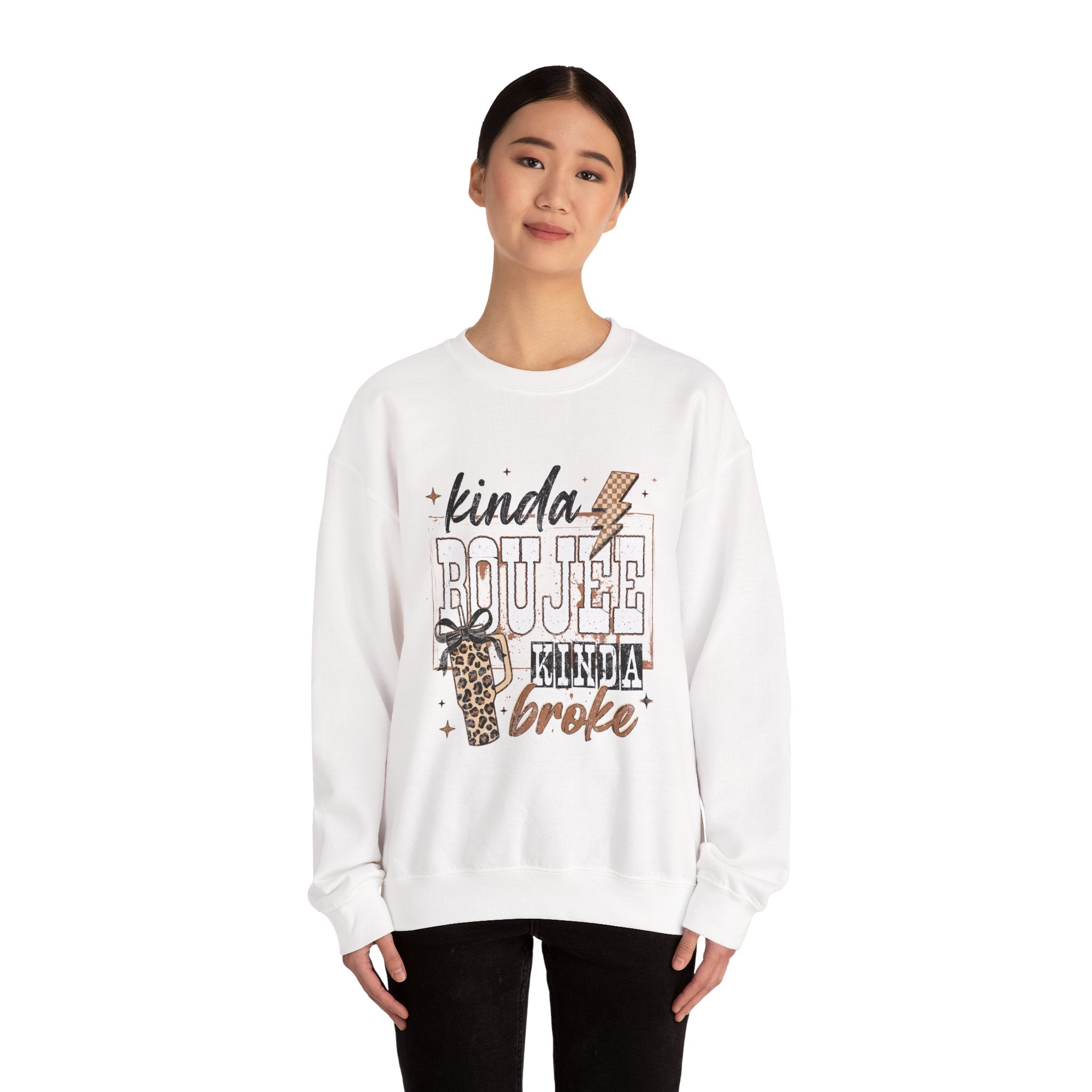 Kinda Boujee Kinda Broke-Leopard Graphic Crewneck