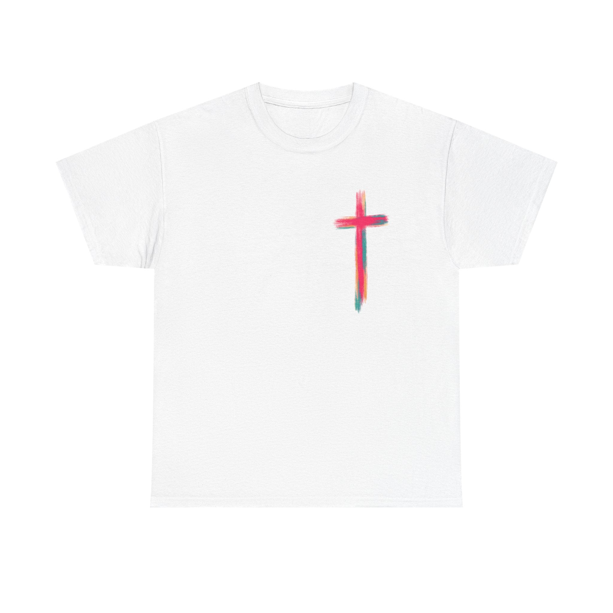 Jesus Cross Tee — Colorful Brushstroke Christian T‑Shirt