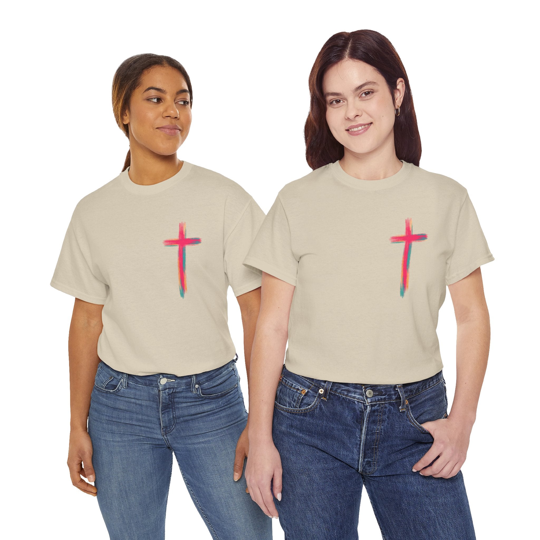 Jesus Cross Tee — Colorful Brushstroke Christian T‑Shirt