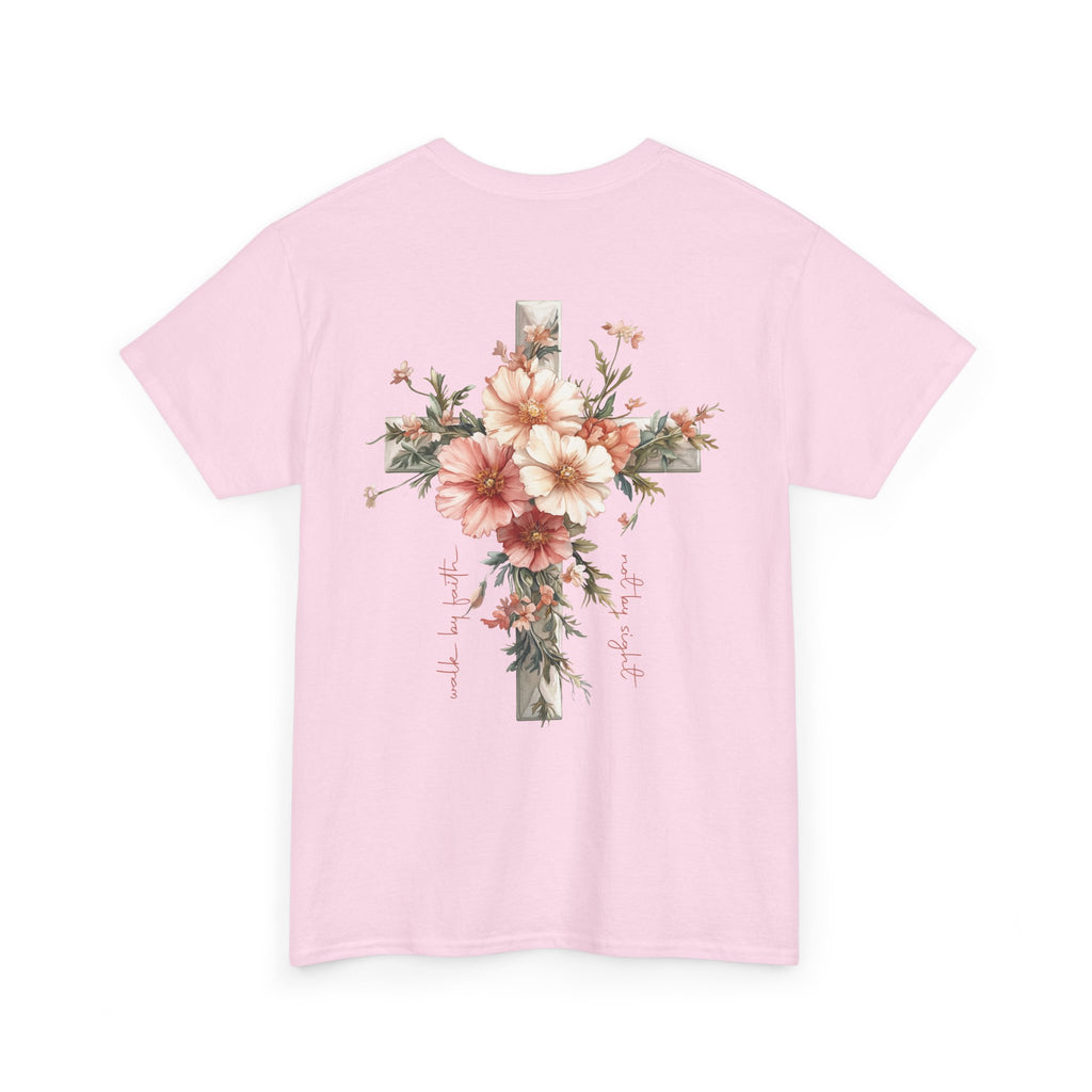 Christian T-Shirt - "Jesus Is the Light" Floral Cross Tee