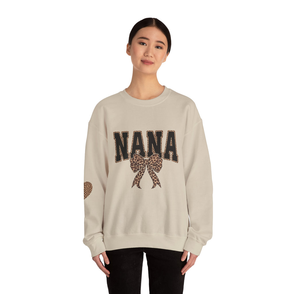 Nana Leopard Bow Crewneck Sweatshirt