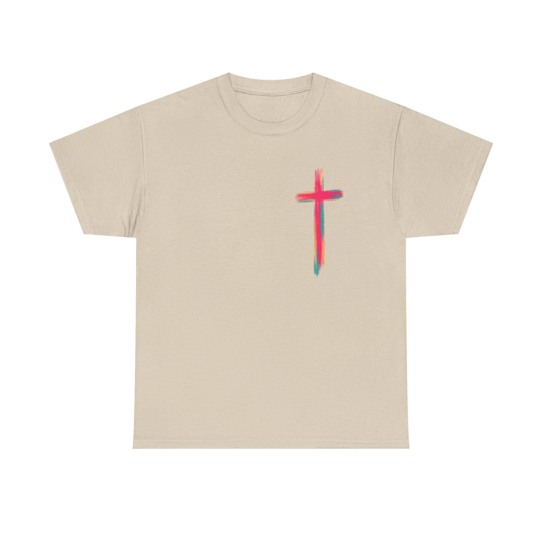 Jesus Cross Tee — Colorful Brushstroke Christian T‑Shirt