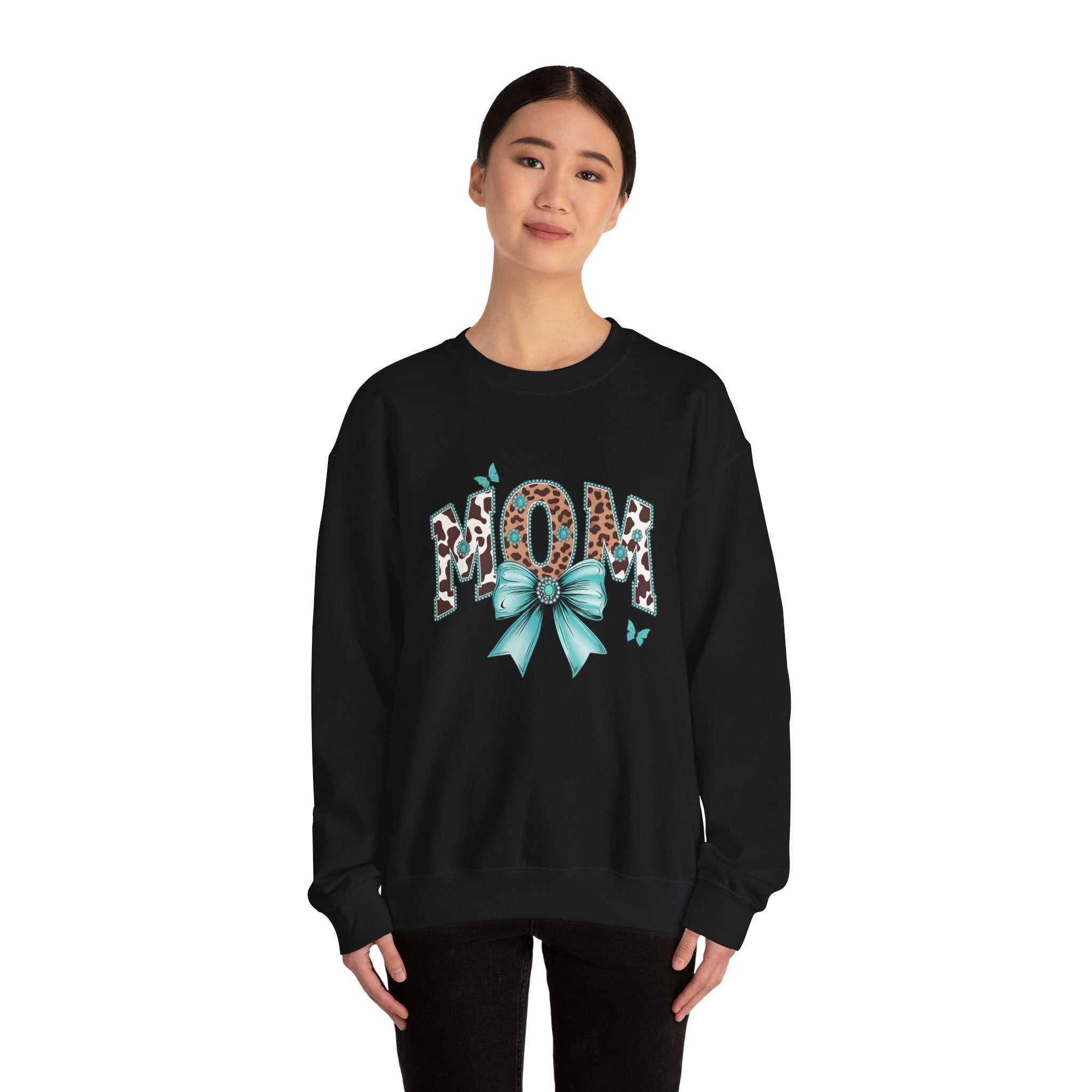 Mom Teal Bow Sweatshirt