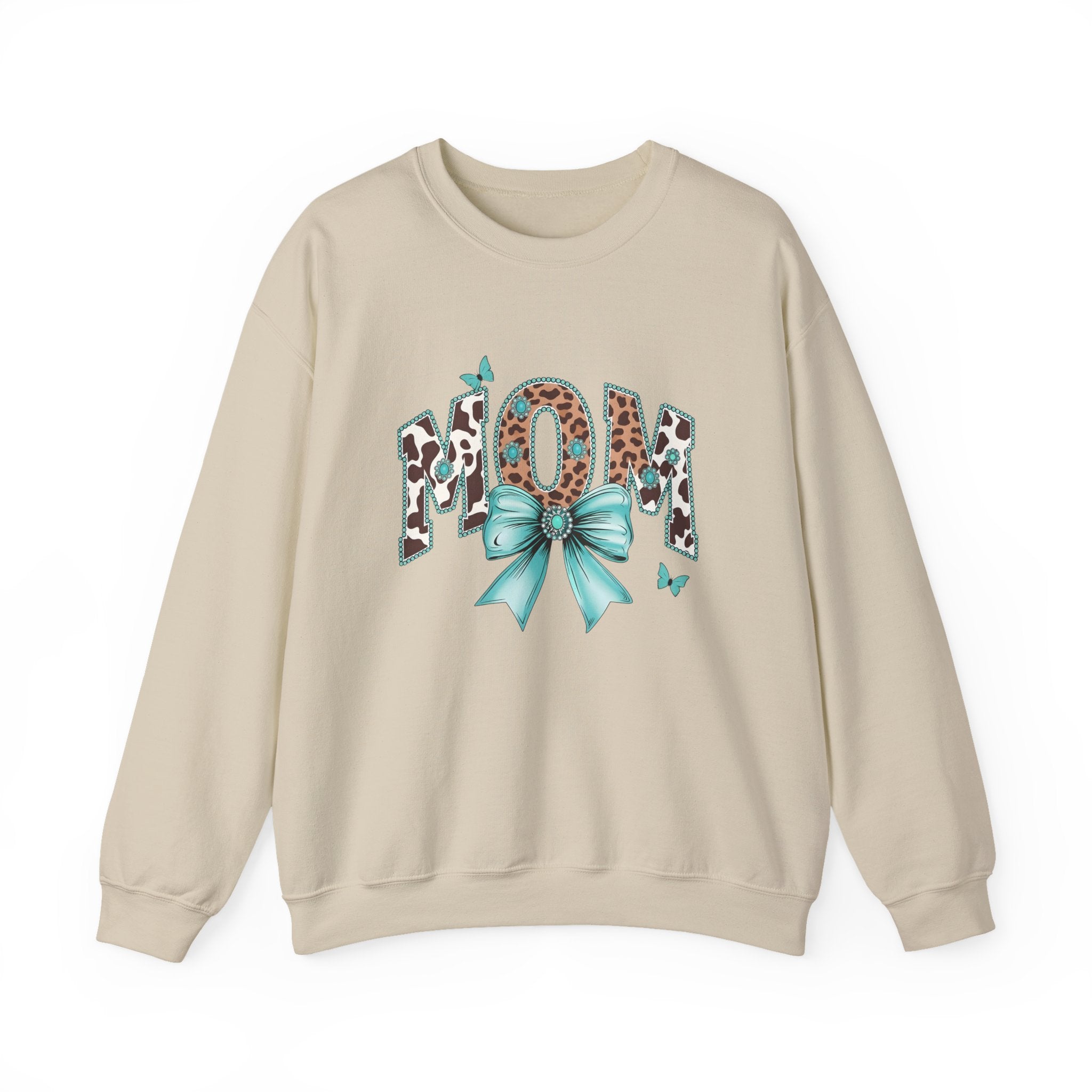 Mom Teal Bow Sweatshirt