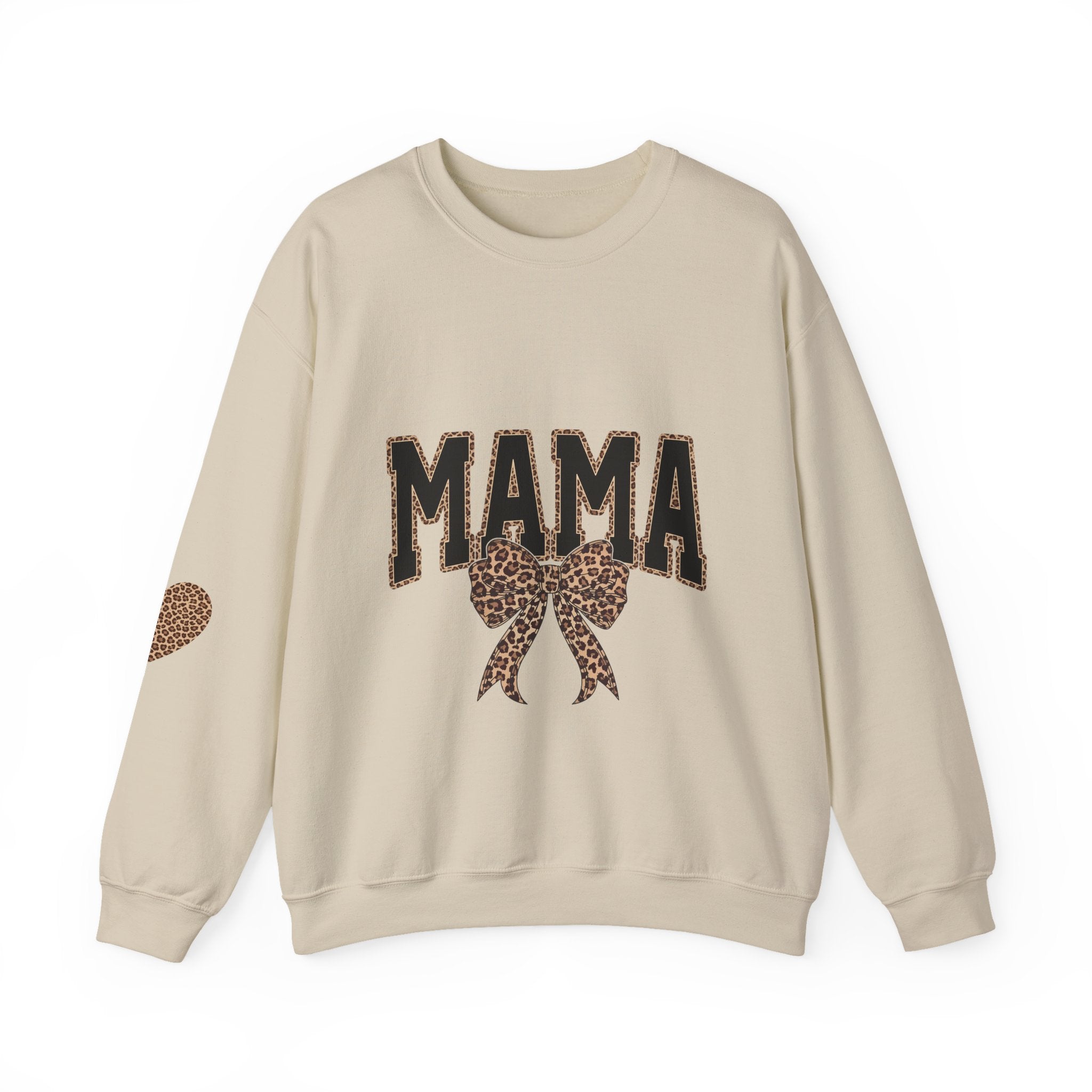 Mama Leopard Bow Crewneck Sweatshirt