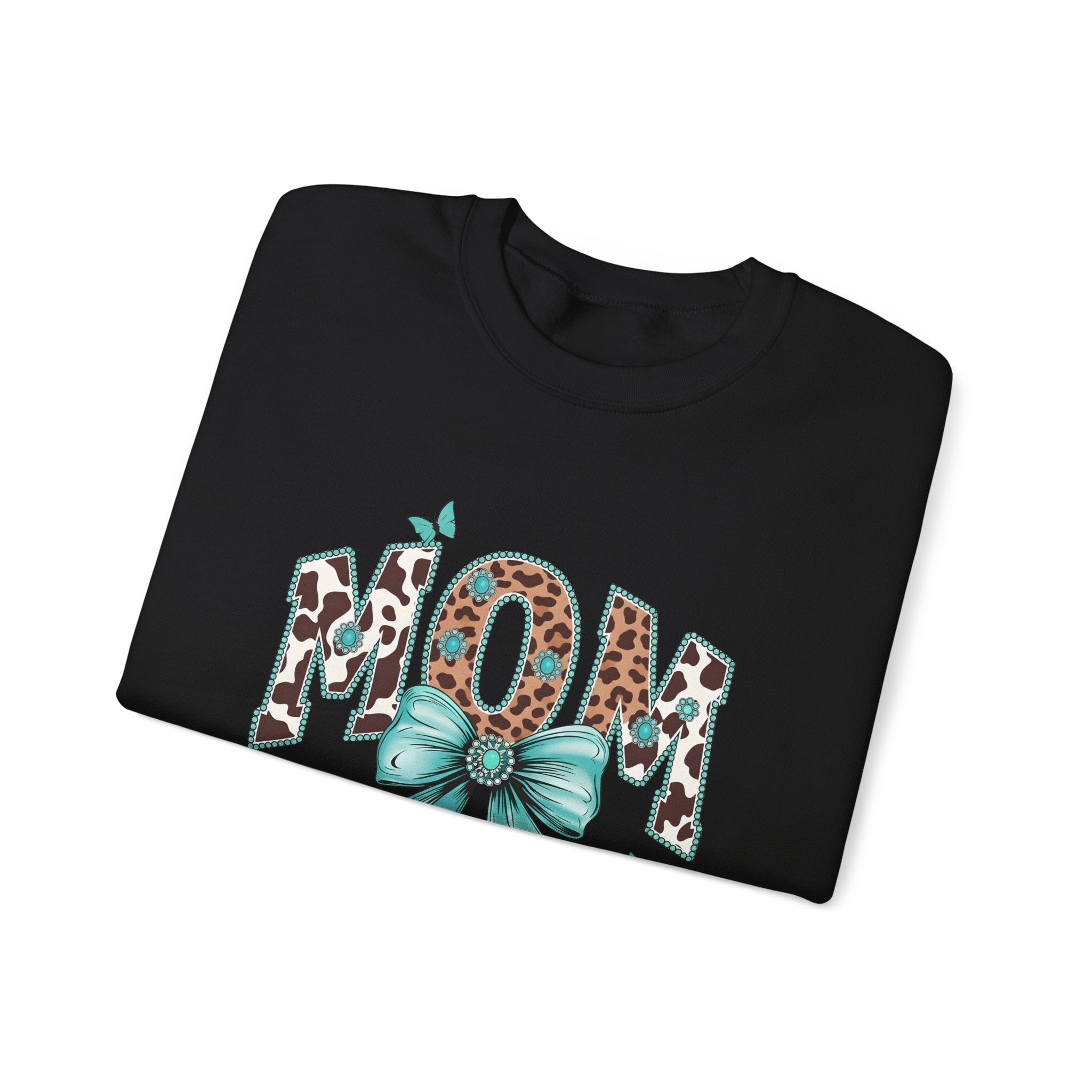 Mom Teal Bow Sweatshirt