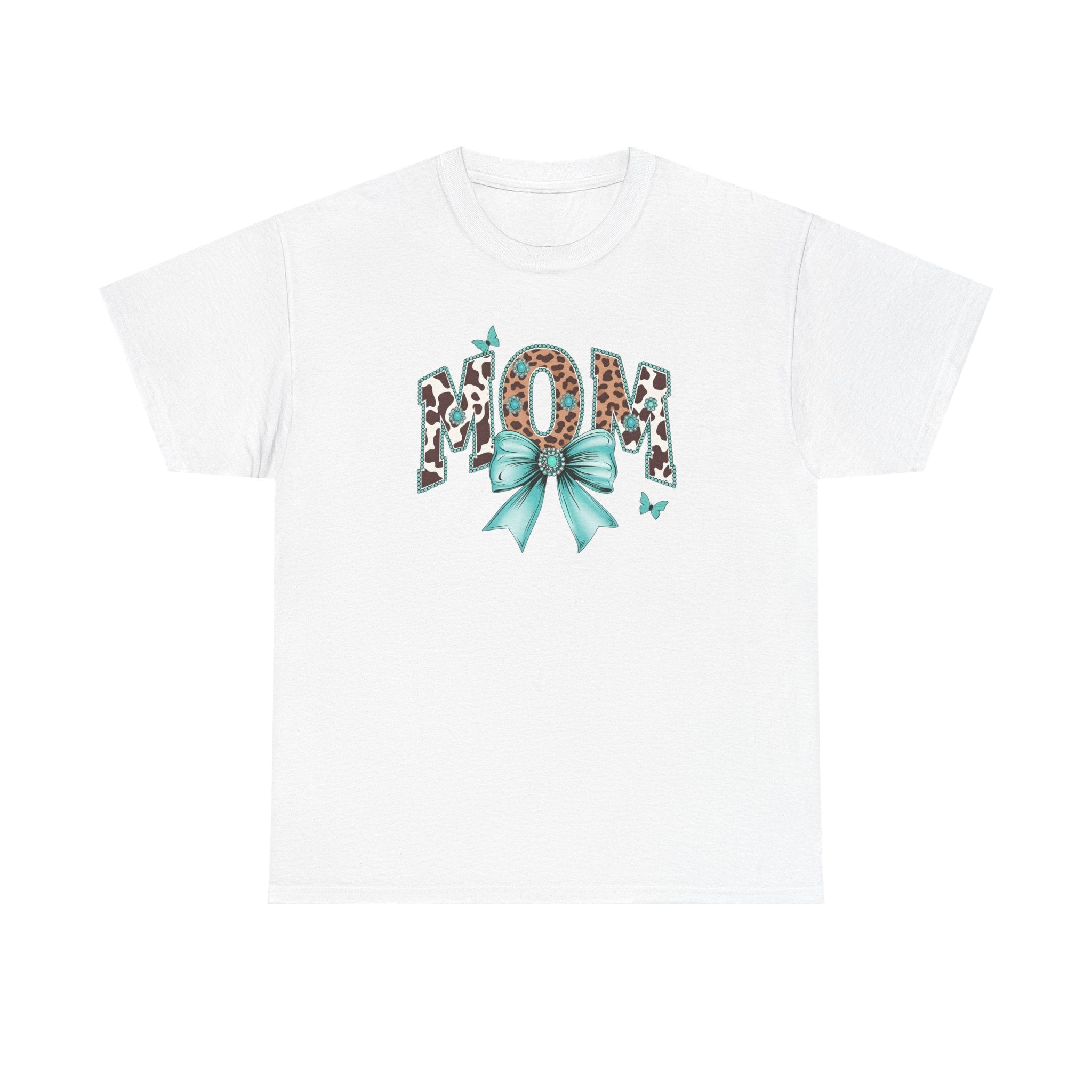 Mom Teal Bow Tee