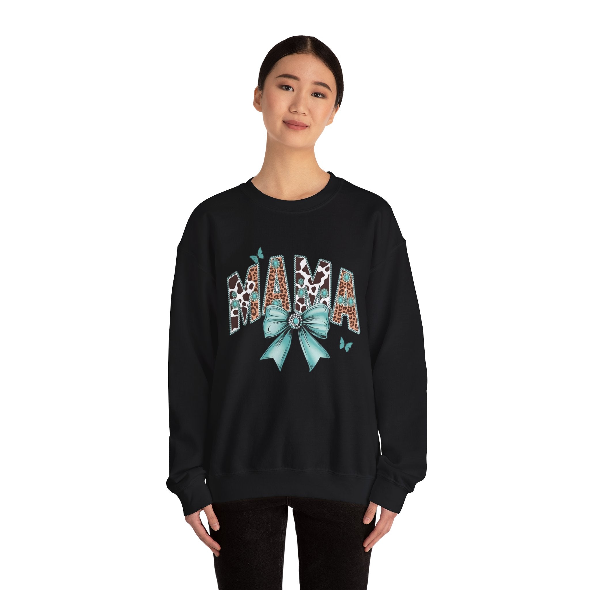 Mama Teal Bow Sweatshirt