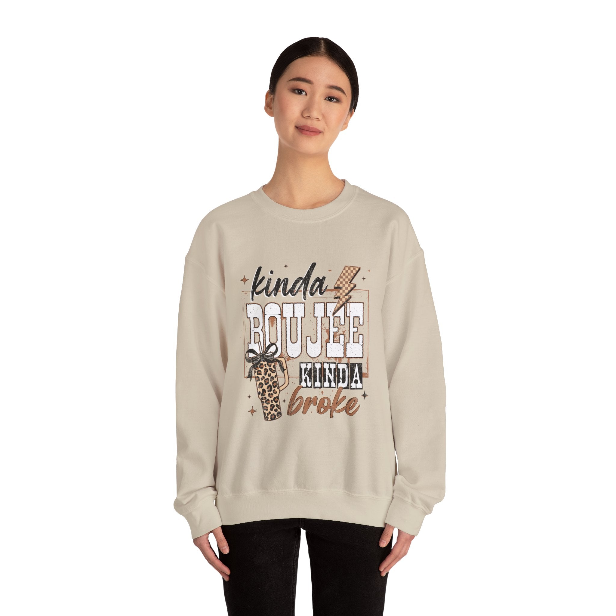 Kinda Boujee Kinda Broke-Leopard Graphic Crewneck