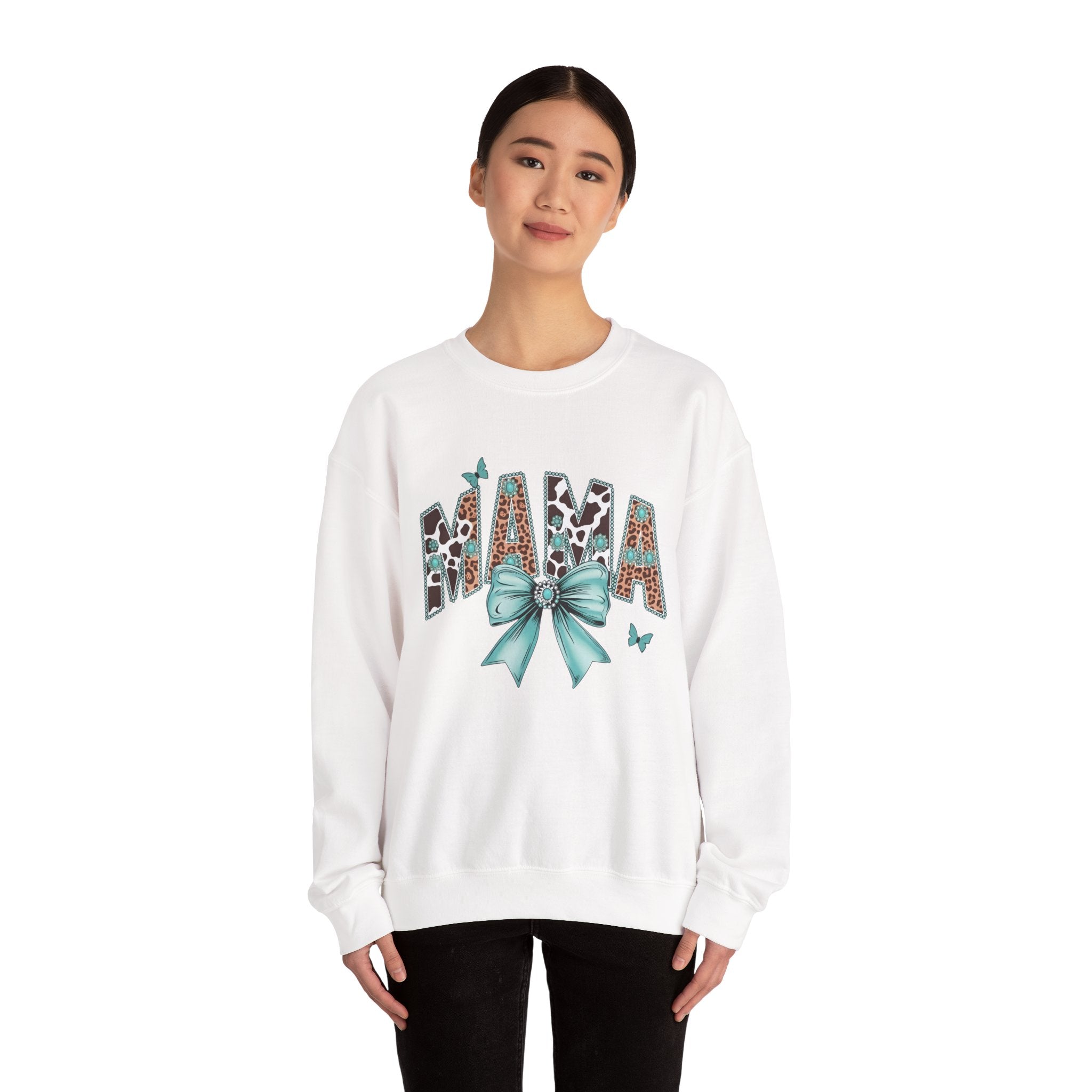 Mama Teal Bow Sweatshirt