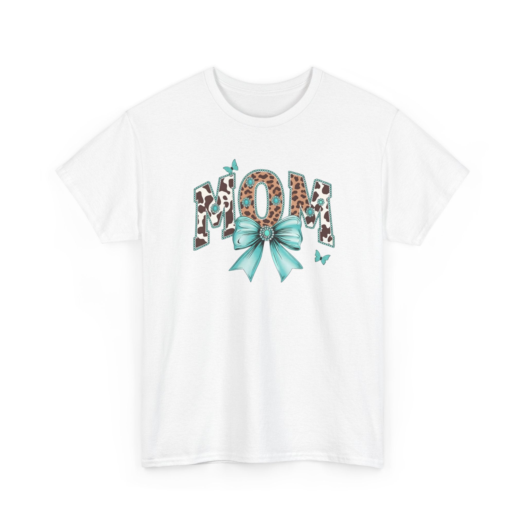 Mom Teal Bow Tee