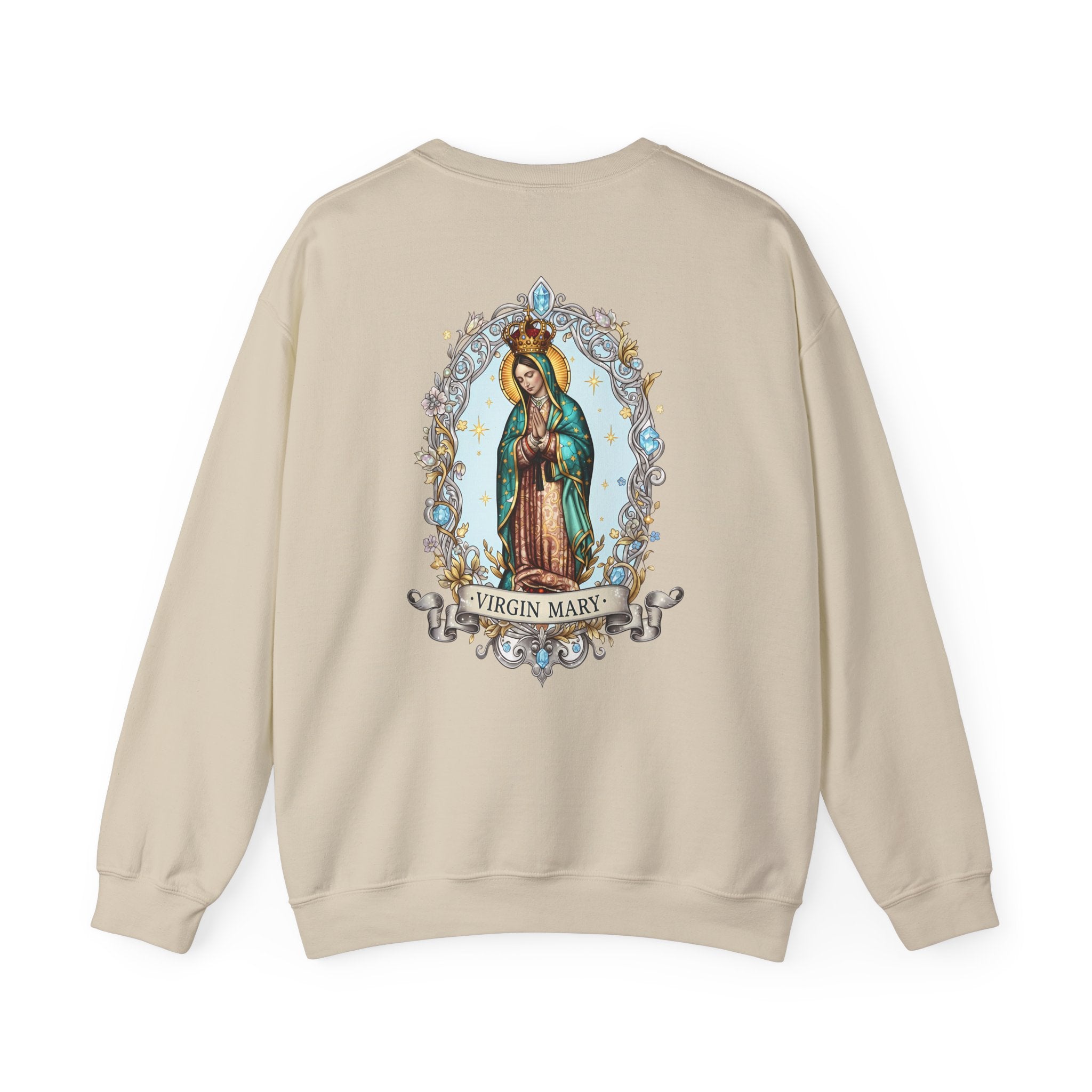 Virgin Mary Prayer Crewneck Sweatshirt — Religious Graphic Sweater