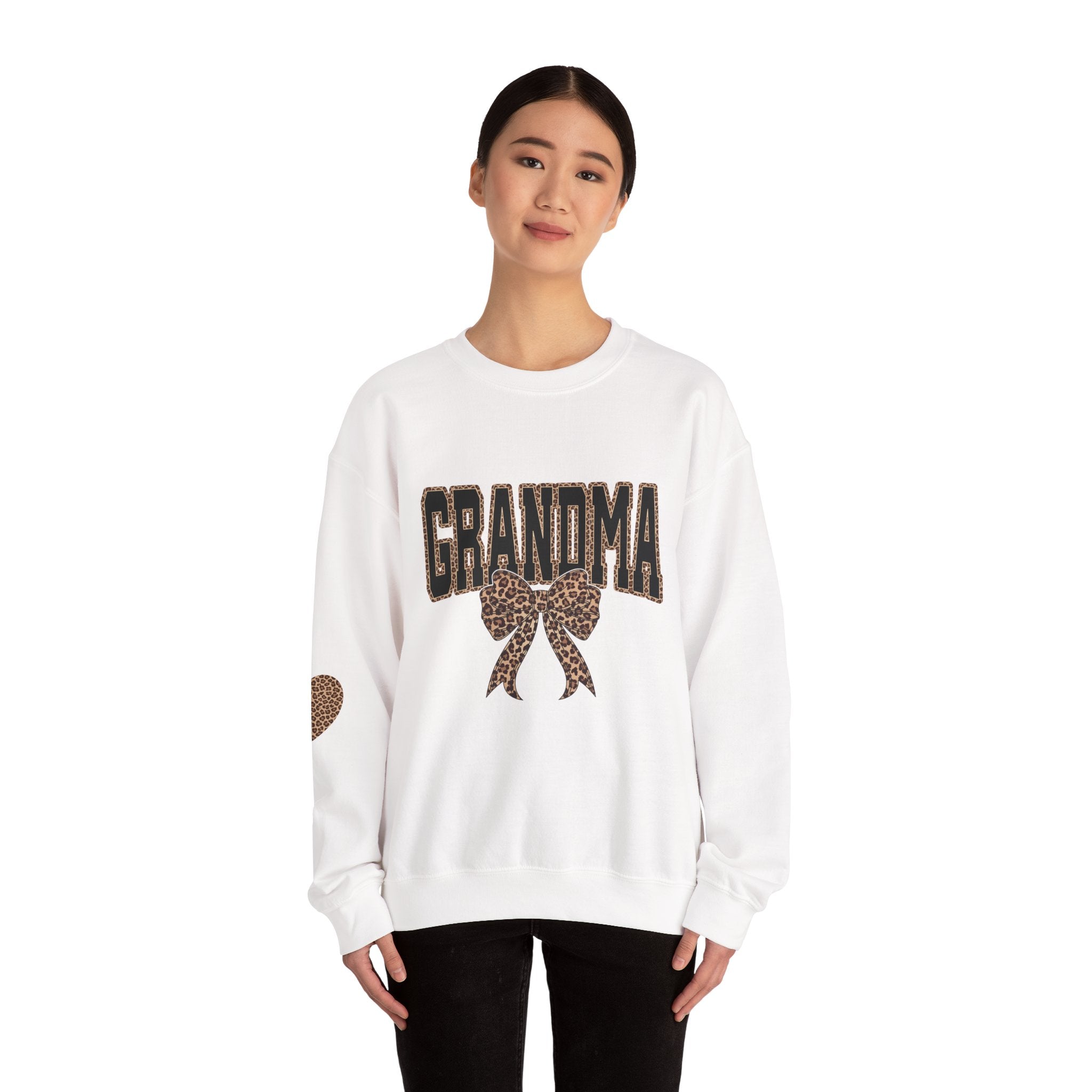 Grandma Leopard Bow Crewneck Sweatshirt