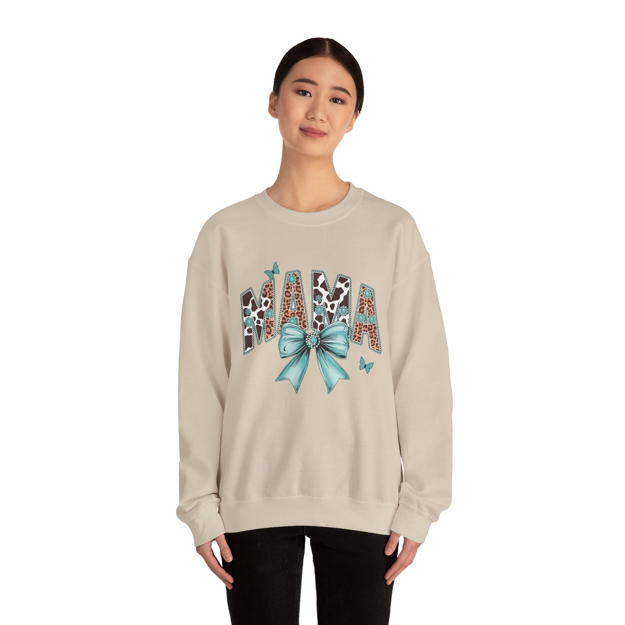 Mama Teal Bow Sweatshirt