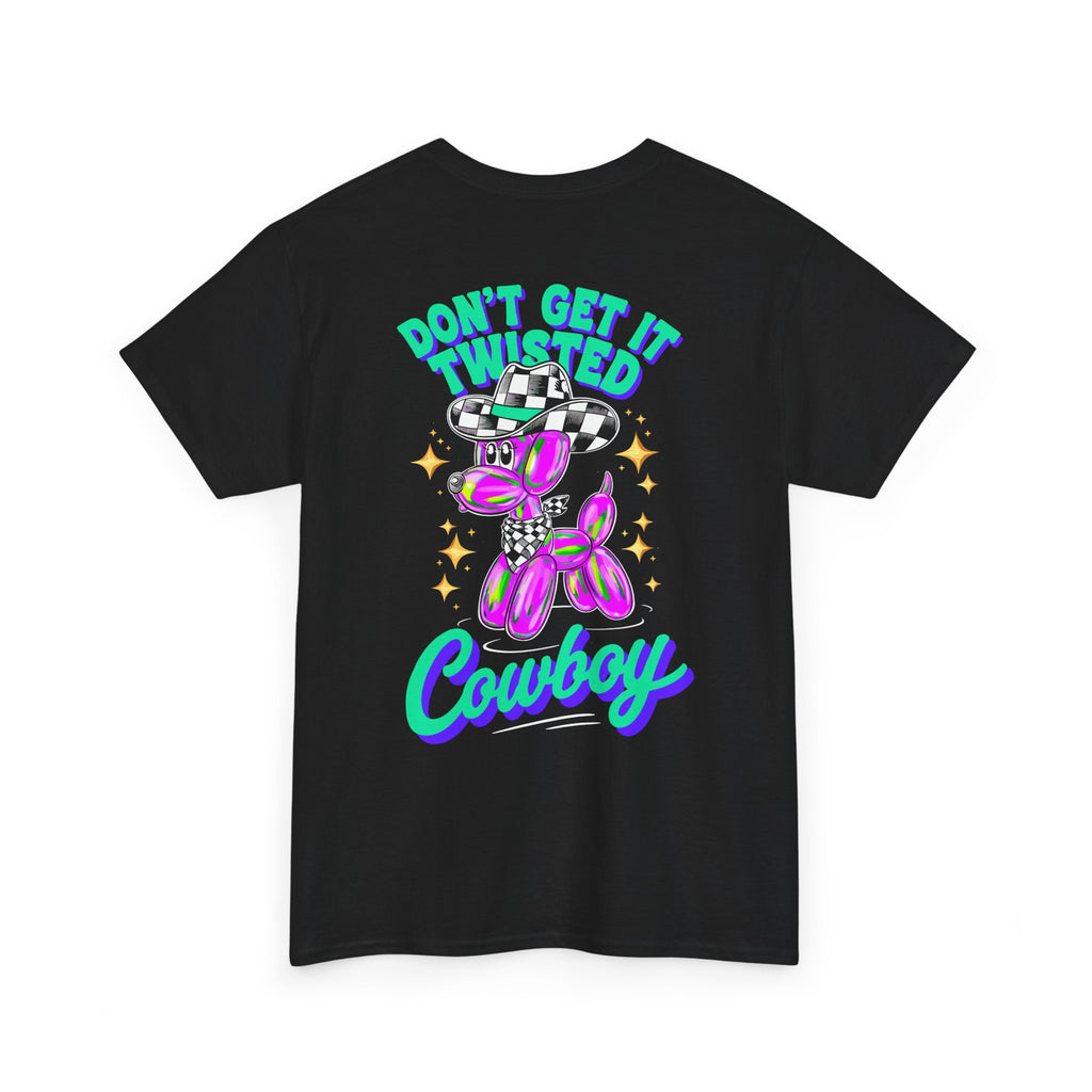 Balloon Dog Tee — Checkered Cowboy Hat Graphic T-Shirt