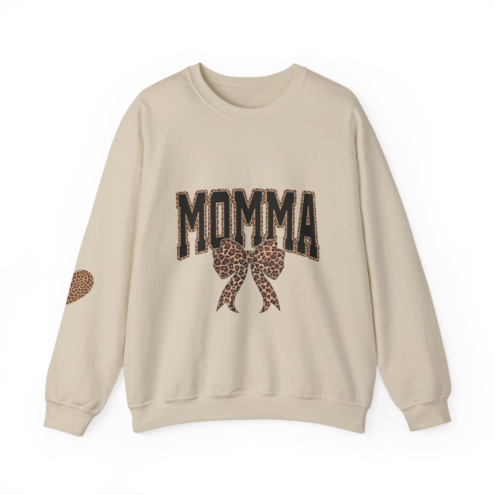 Momma Leopard Bow Crewneck Sweatshirt